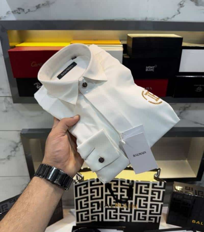 Balmai n Paris White 2 Imported Shirt With Premium Box Packing And Carry Bag