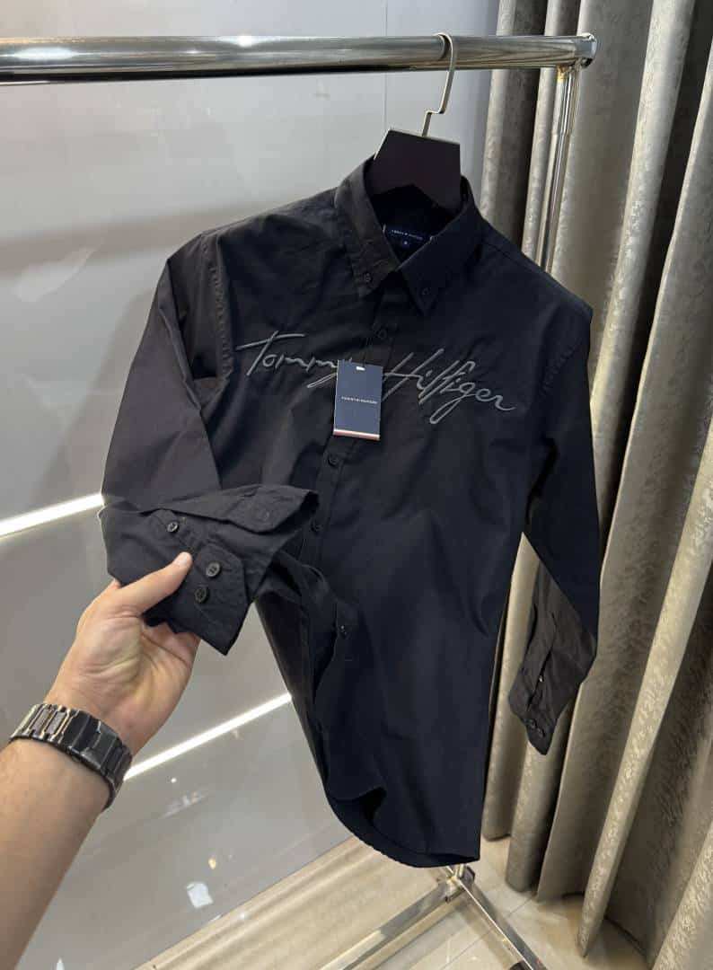 Tomm y Hilfiger Black Embroidery Work Premium Shirt