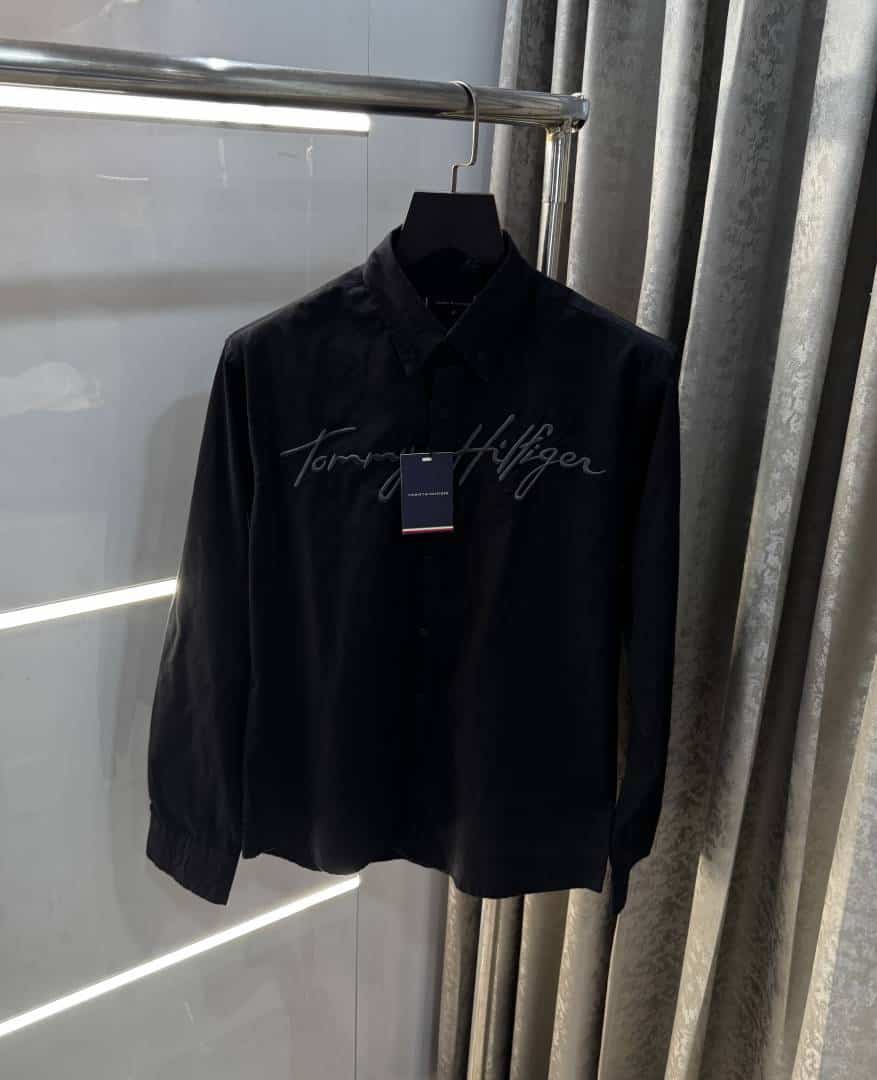 Tomm y Hilfiger Black Embroidery Work Premium Shirt
