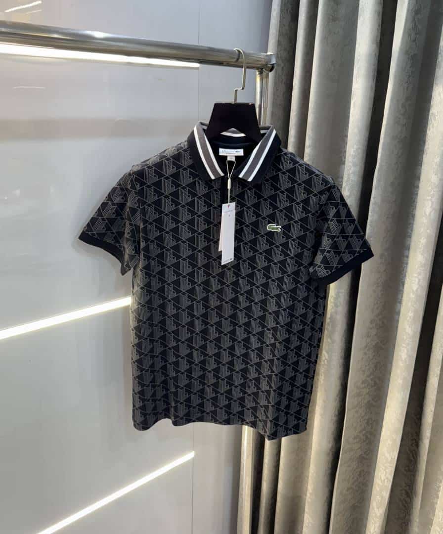 Lacost e Black Embroidery Logo Premium Polo T-Shirt