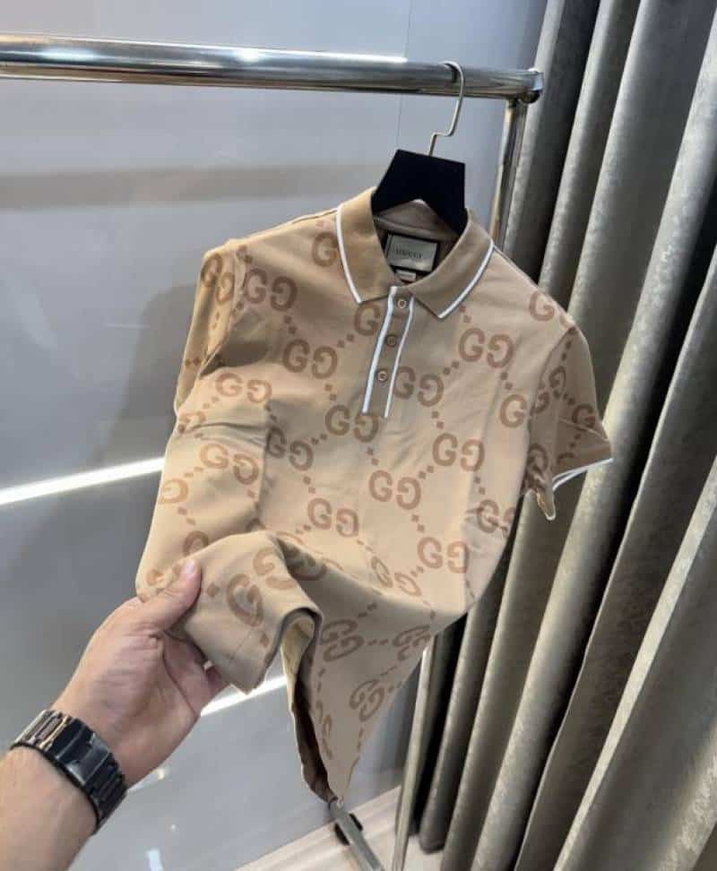Gucc i Beige Monogr4M Lux!ury Polo T-Shirt