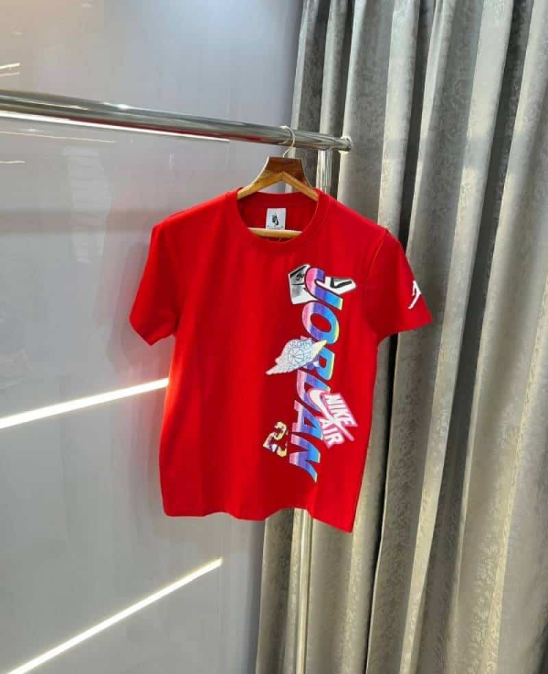 Nik e Jordan sneaker print red printed premium t-shirt