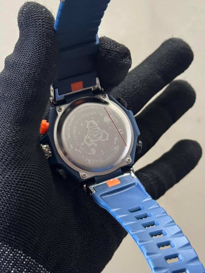 Gshock Blue Orange Silicone Strap Analog With Digital Premium Watch
