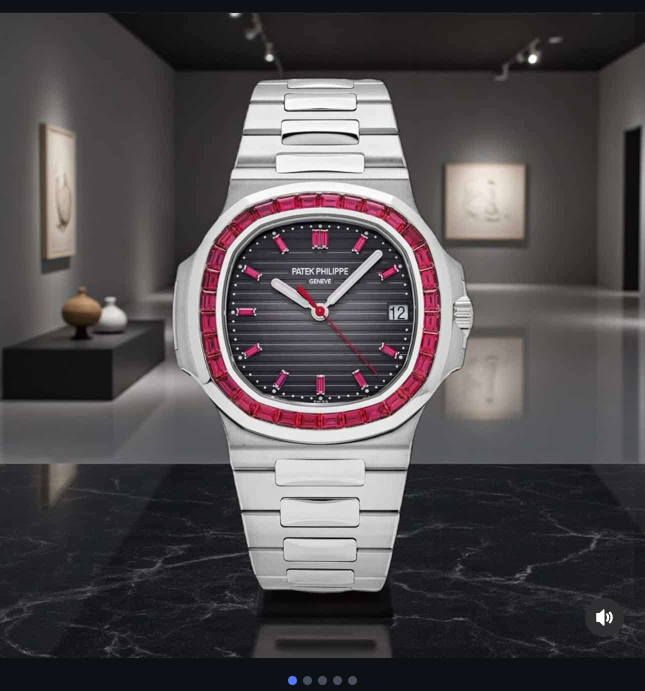 Patek  Philippe Nautilus Platinum Ruby Edition Quartz Watch