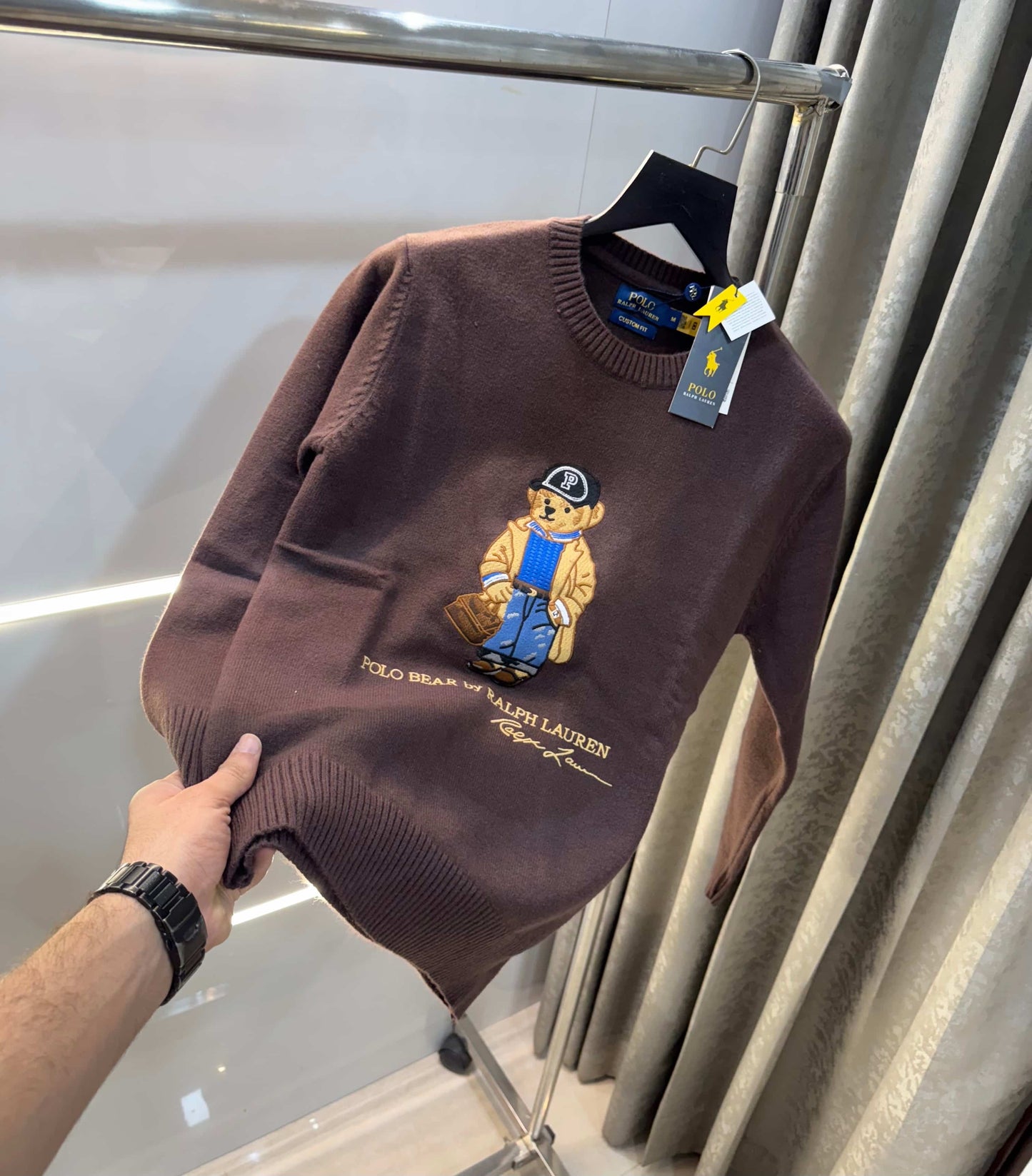 Ralph  Lauren Brown Teddy Edition Imported Knitted Pull Pver