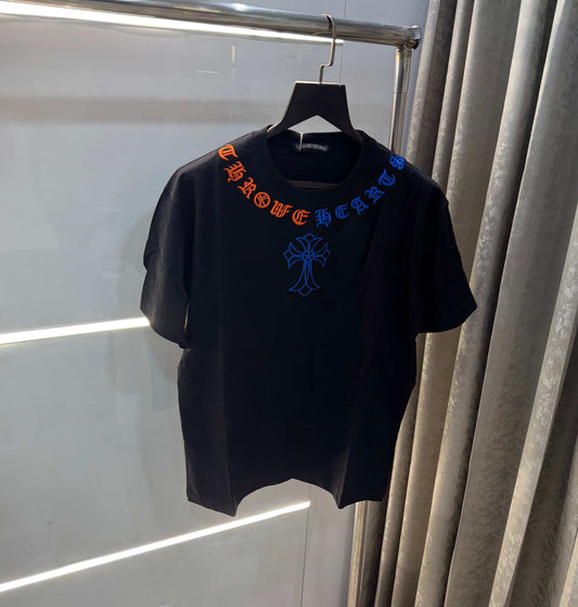 Chrome  Hearts Black Embroidery Logo Imported Oversized T-Shirt