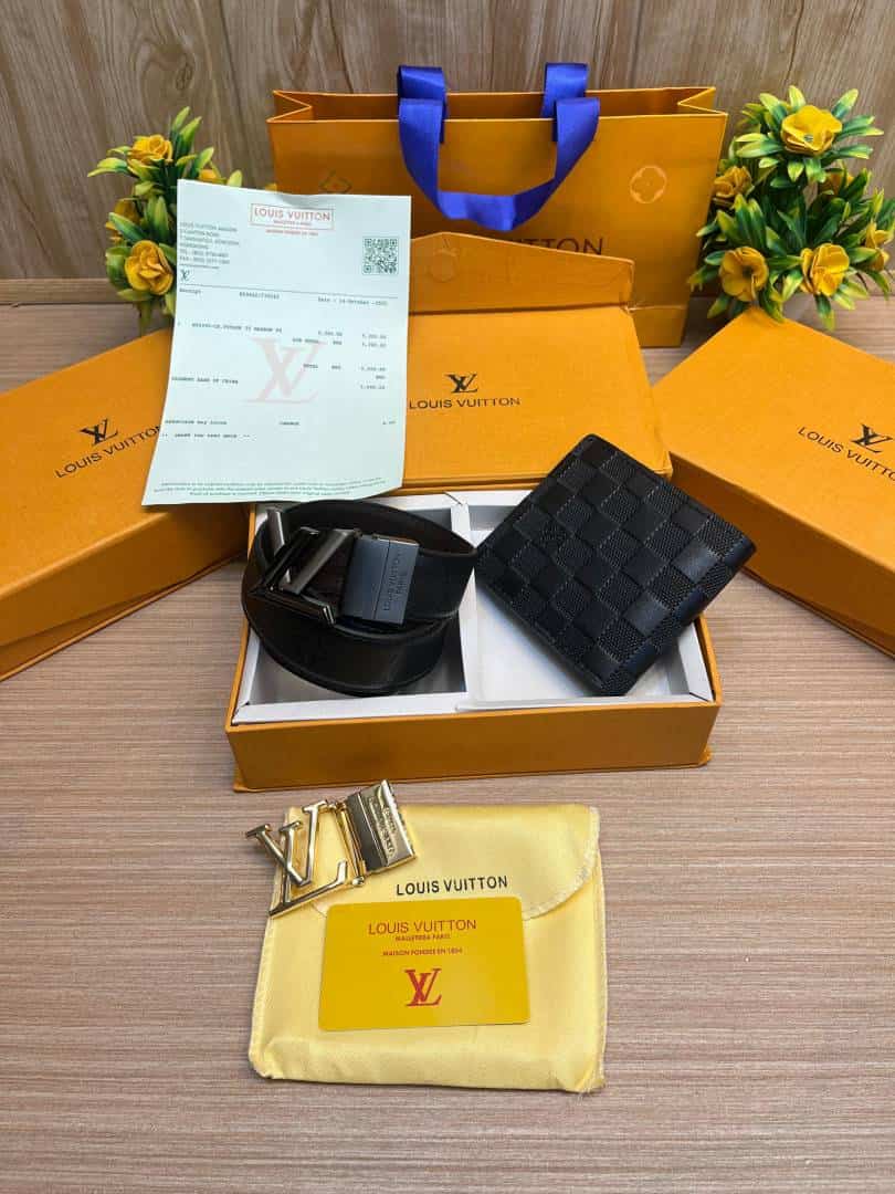 LOUIS_VUITTON_2 Buckle Belt & wallet Combo C432