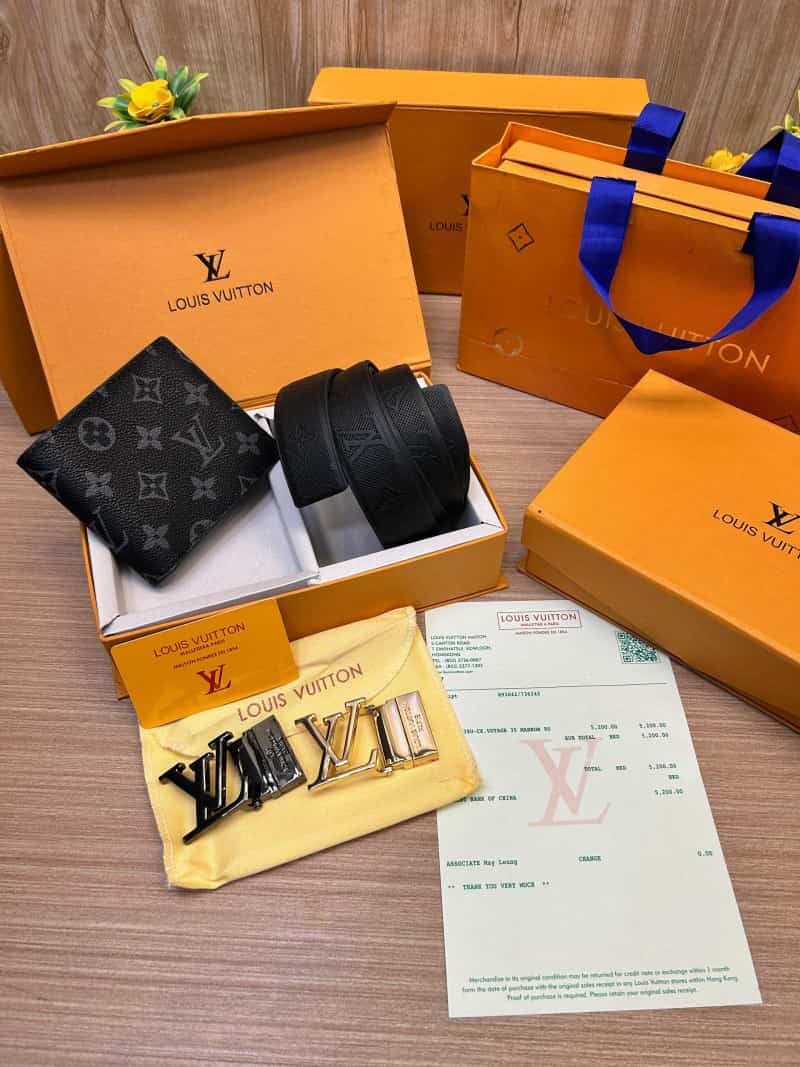 LOUIS_VUITTON_2 Buckle Belt & wallet Combo C393