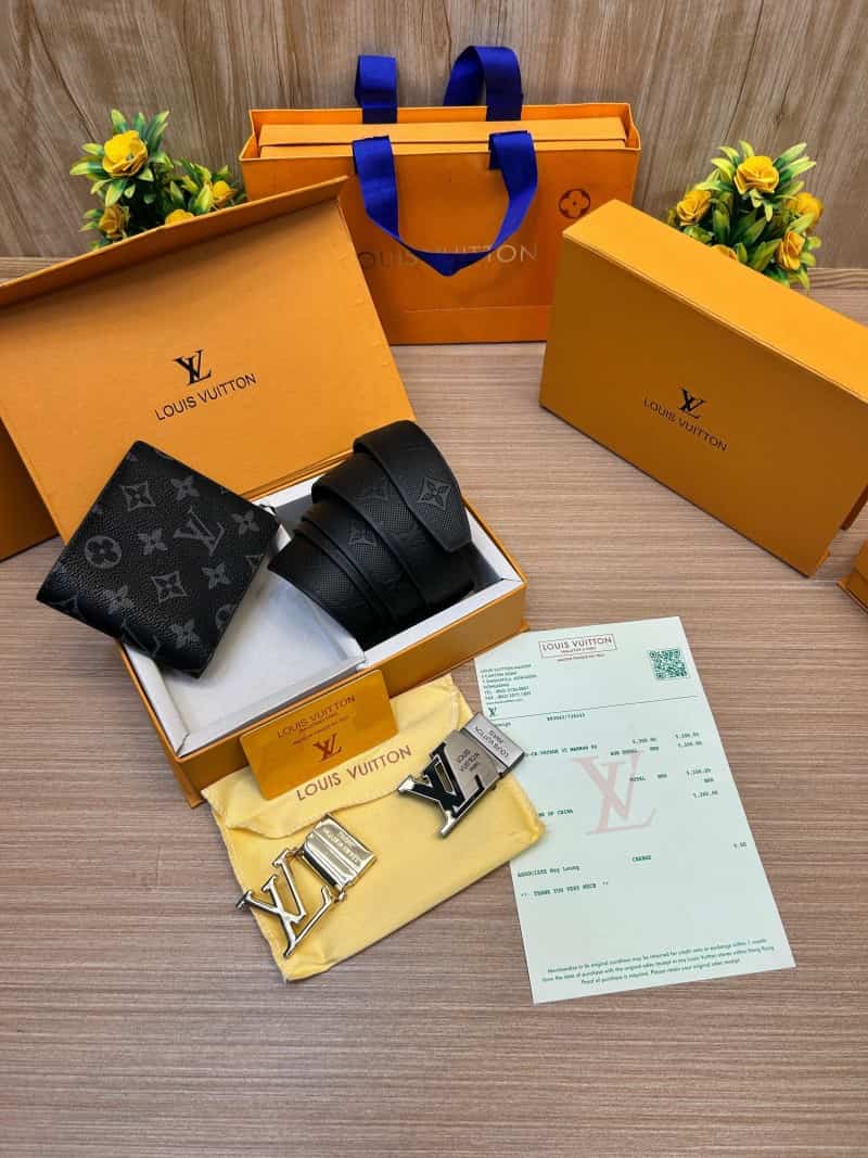 LOUIS_VUITTON_2 Buckle Belt & wallet Combo C392
