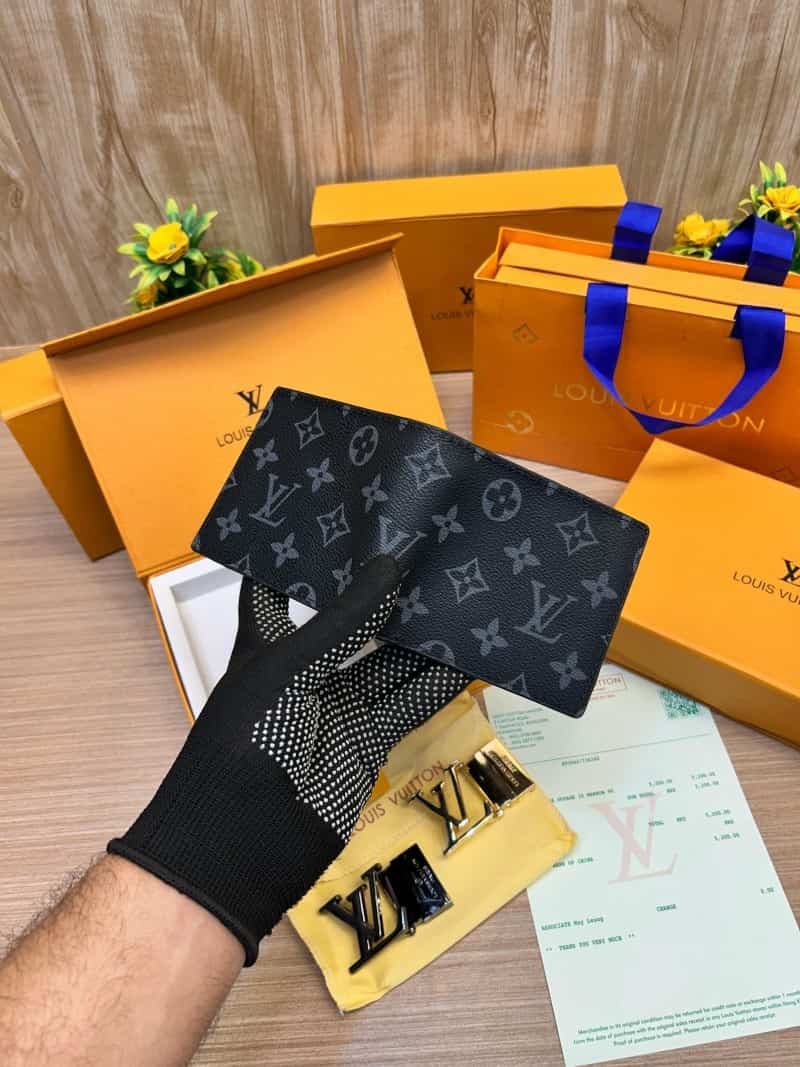 LOUIS_VUITTON_2 Buckle Belt & wallet Combo C393