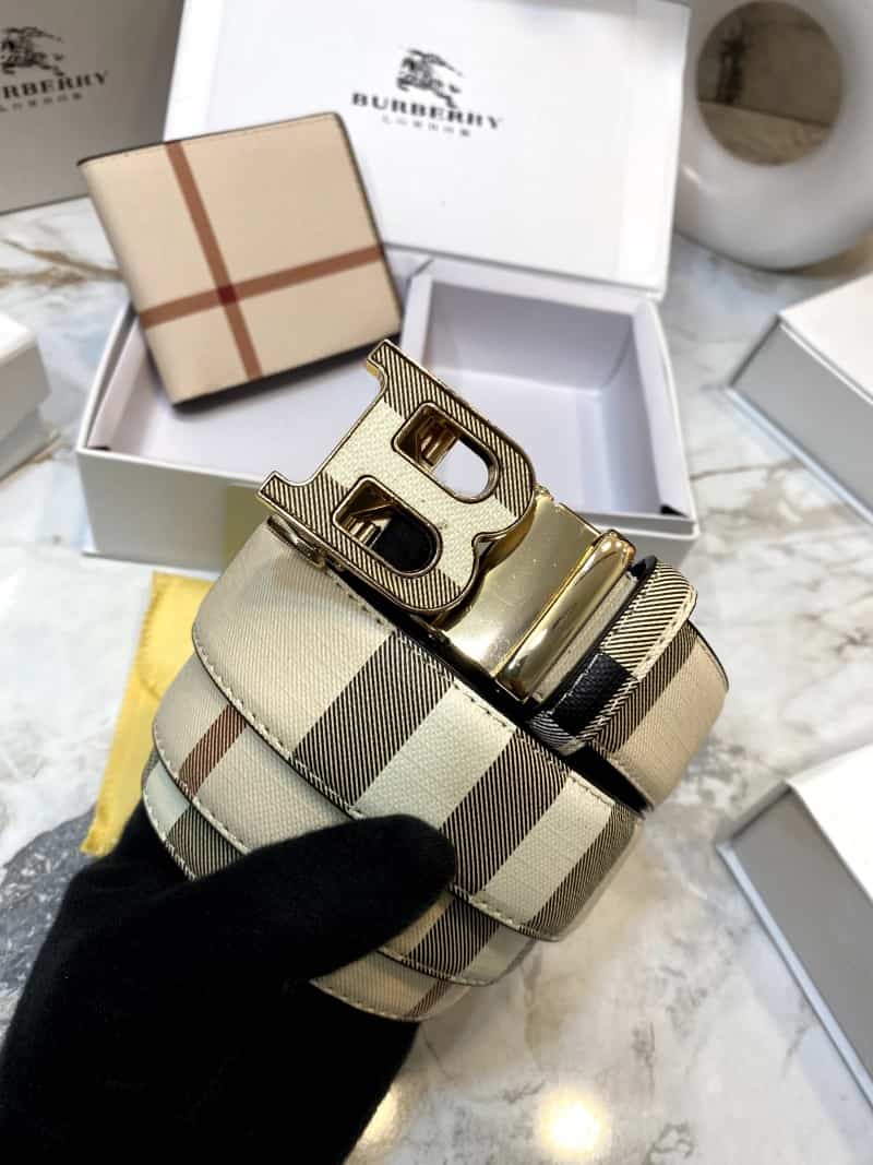 BURBERR_Y Premium Belt & Wallet Combo C329