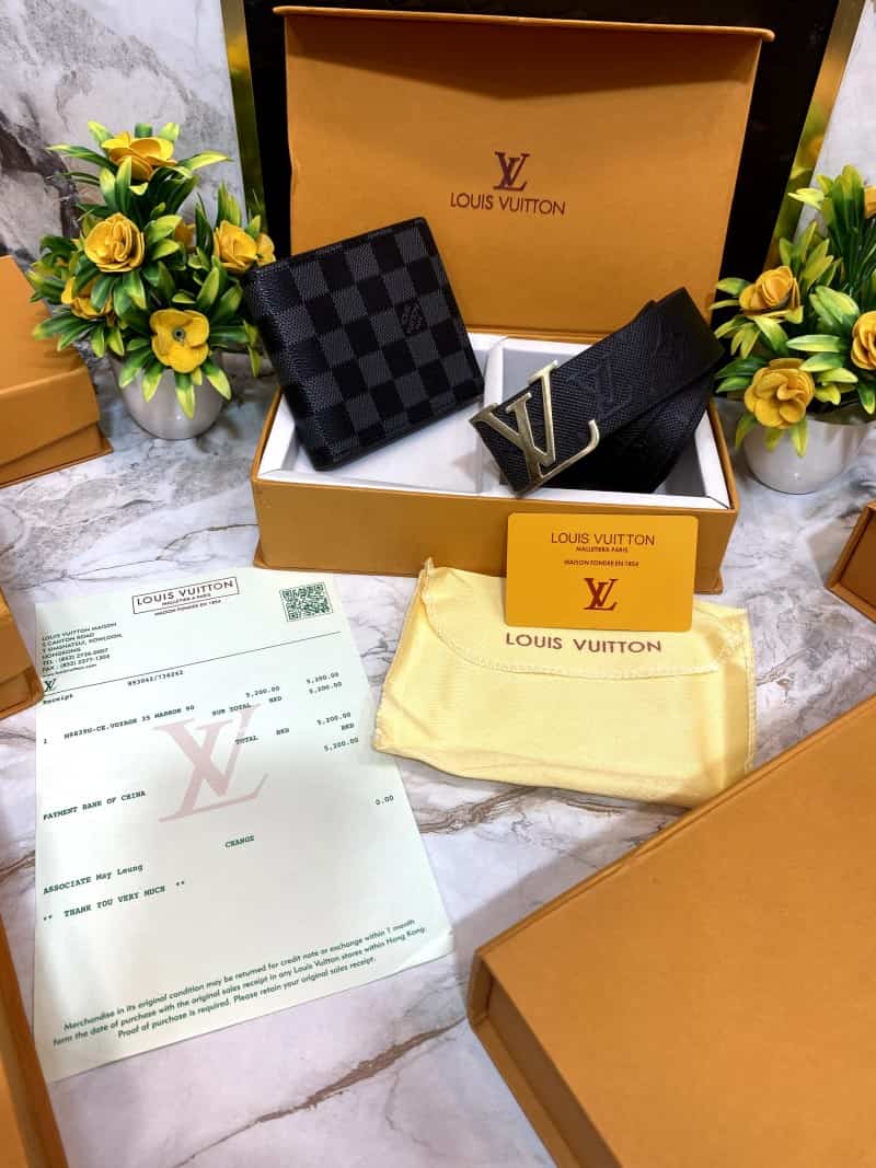 LOUI_S VUITTONN Premium Belt & wallet Combo C325