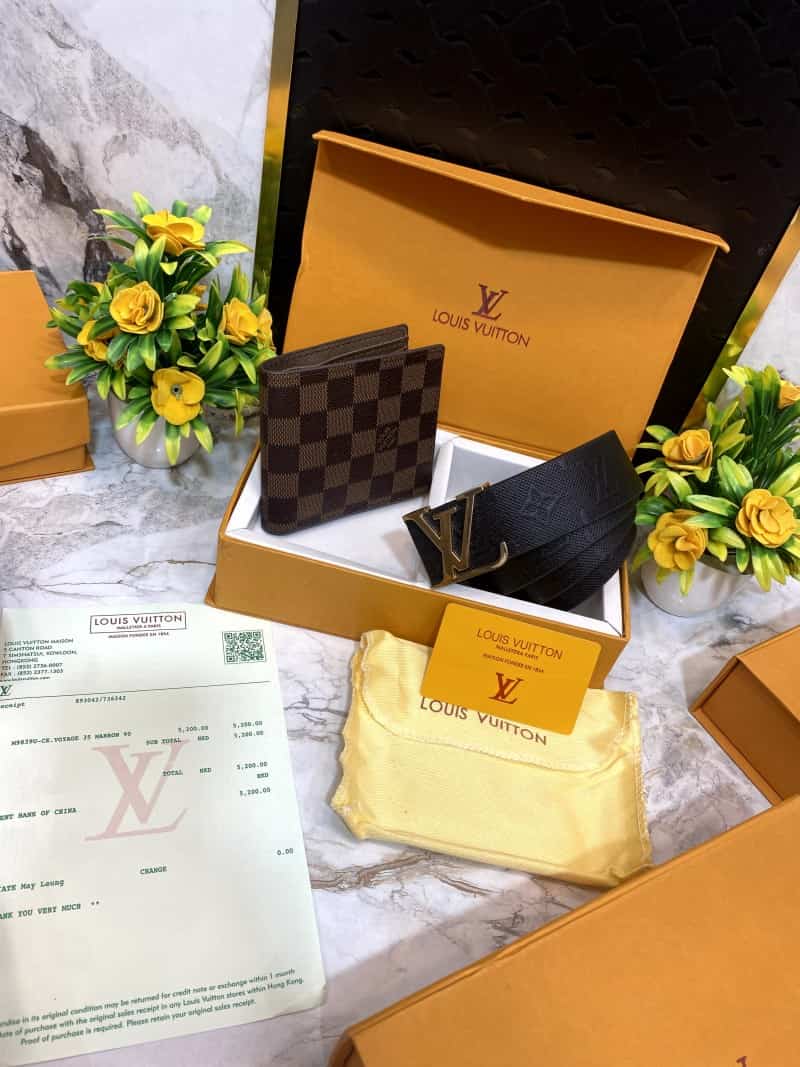 LOUI_S VUITTONN Premium Belt & wallet Combo C323