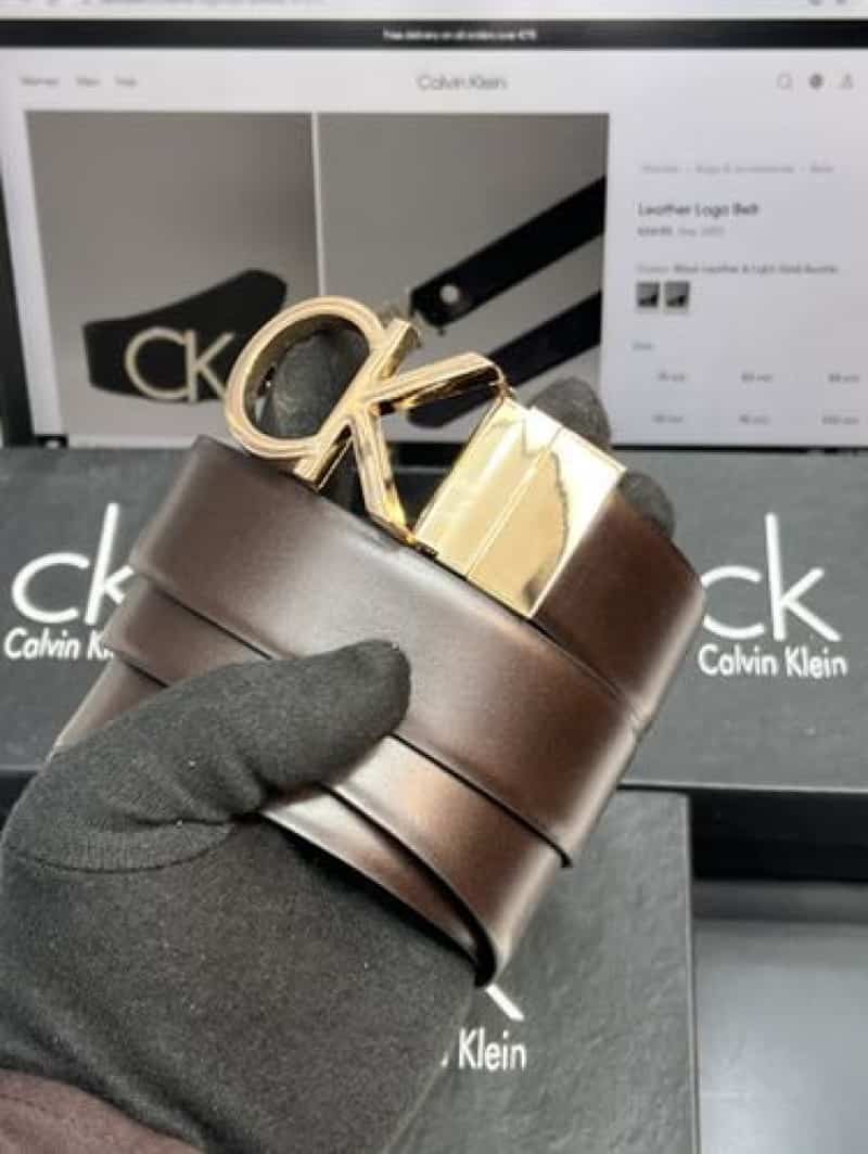 CK CALVI N KLEIN PREMIUM QUALITY IMPORTED REVERSIBLE BELT WITH OG box CK-505