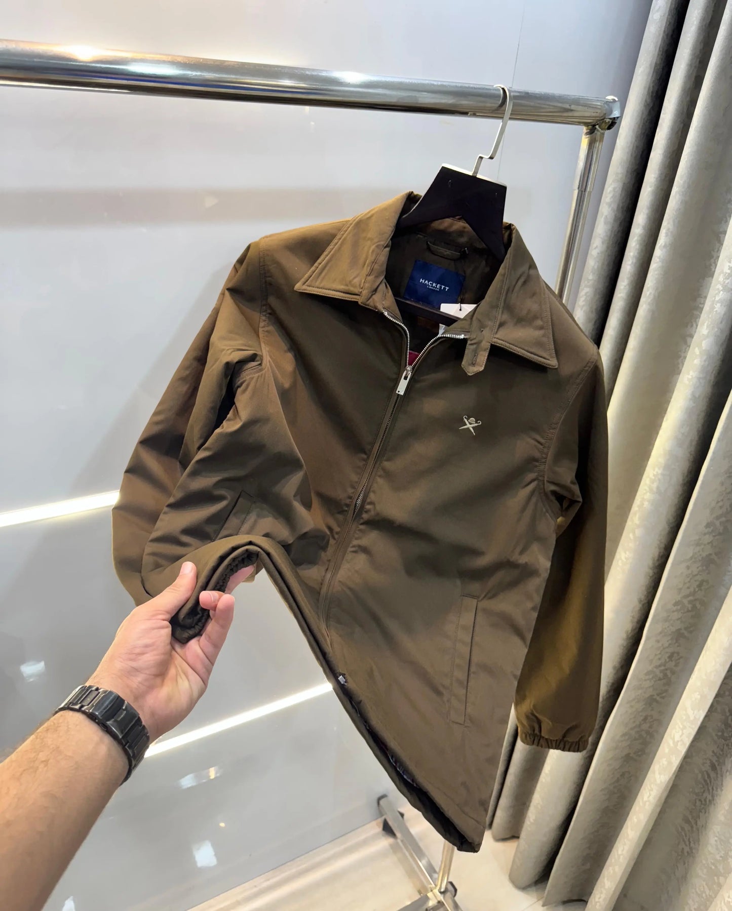 Hacket London Brown Premium Heavy bombbar Jacket