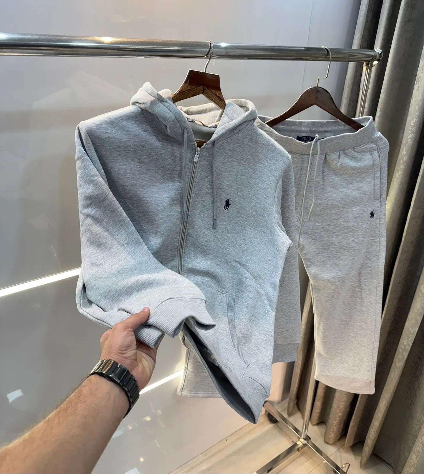 Ralp h Lauren Grey zipper Logo Work Imported Tracksuit