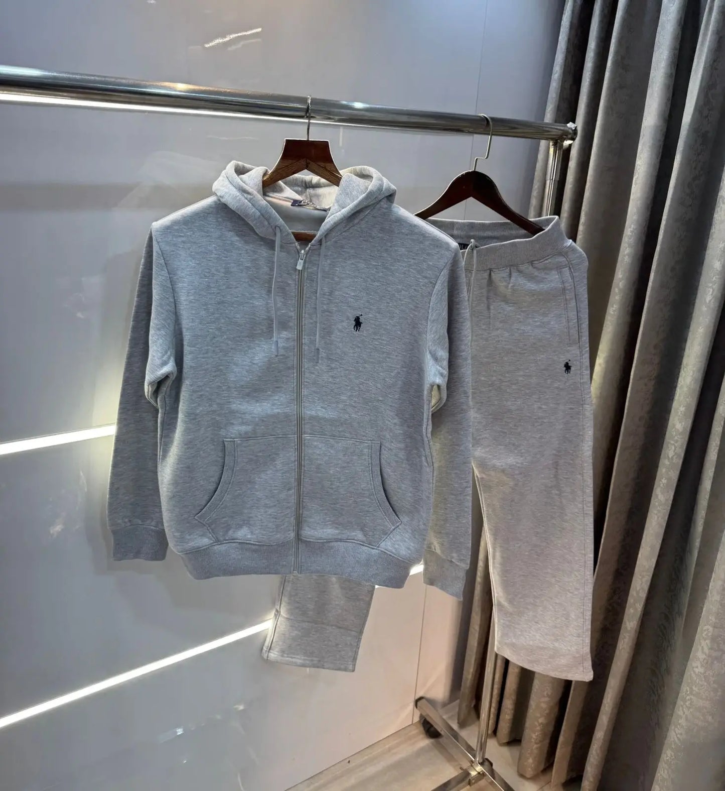 Ralp h Lauren Grey zipper Logo Work Imported Tracksuit