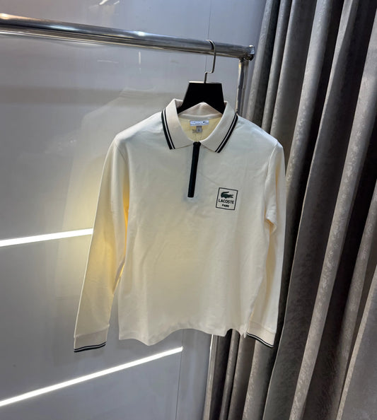 Lacost e cream  Premium Classic Full Sleeves Polo T-Shirt