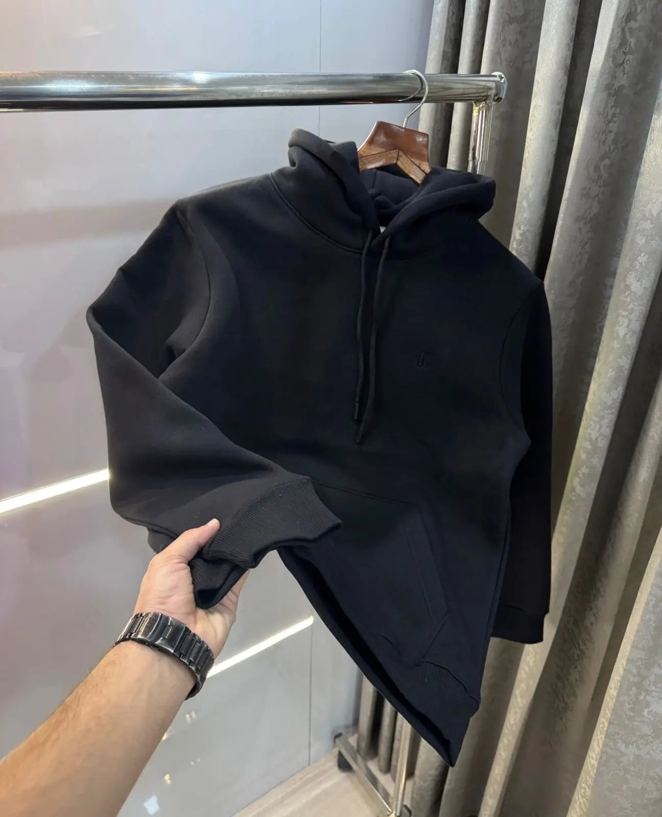 Calvin Klei n Black Embroidery Logo Imported Premium Hoodie