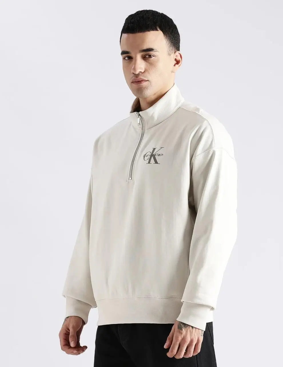 Calvin  Klein Cream Zip Premium Sweatshirt