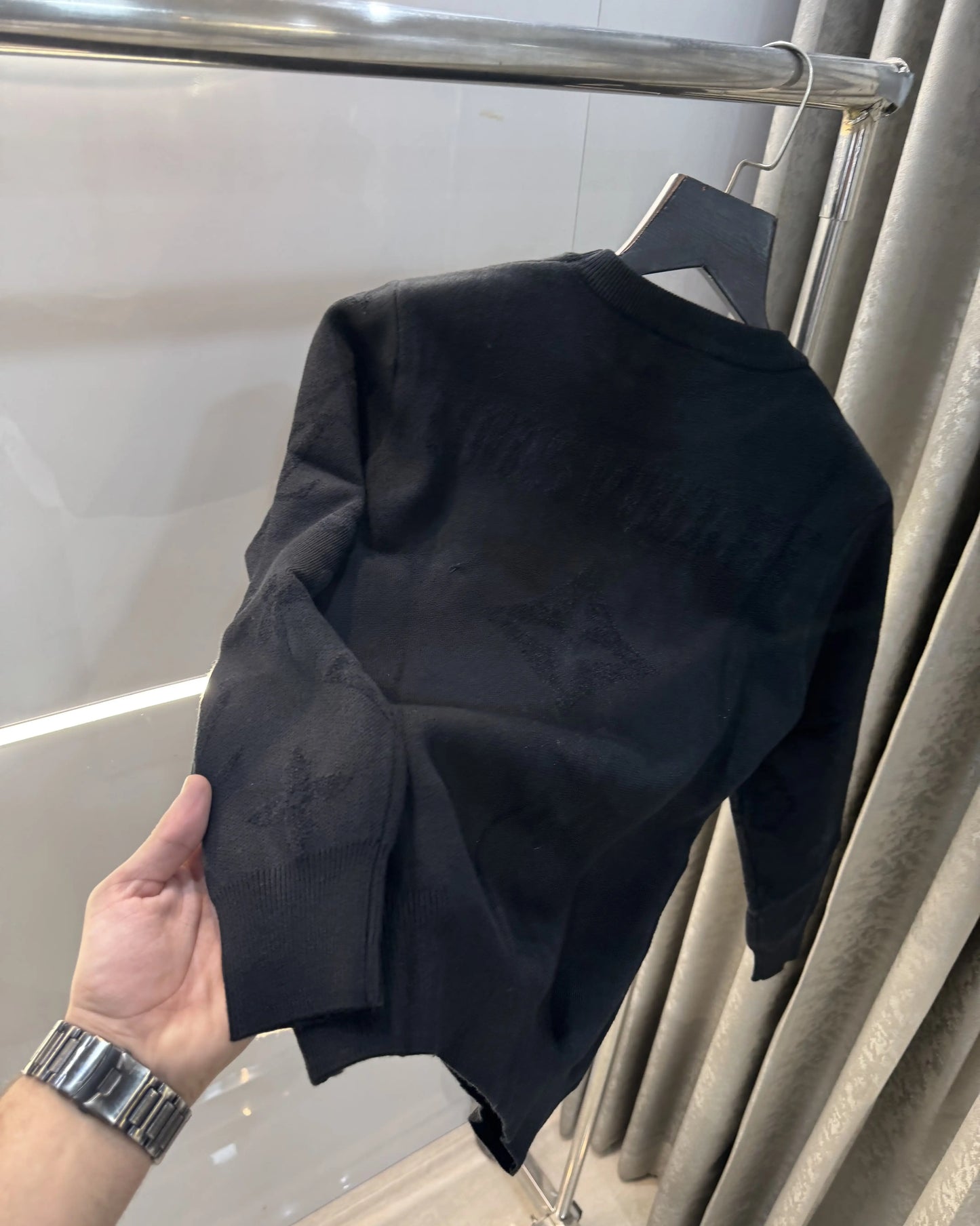 Louis  Vuitton Black Imported Knitted Pull Over