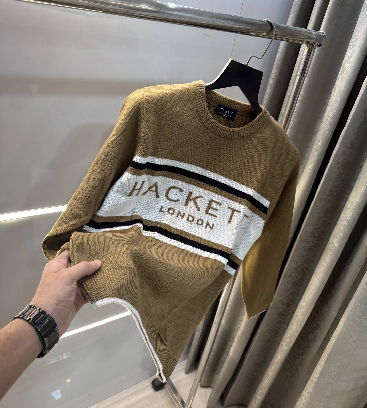 Hacket London Beige Imported Knitted Pull Over