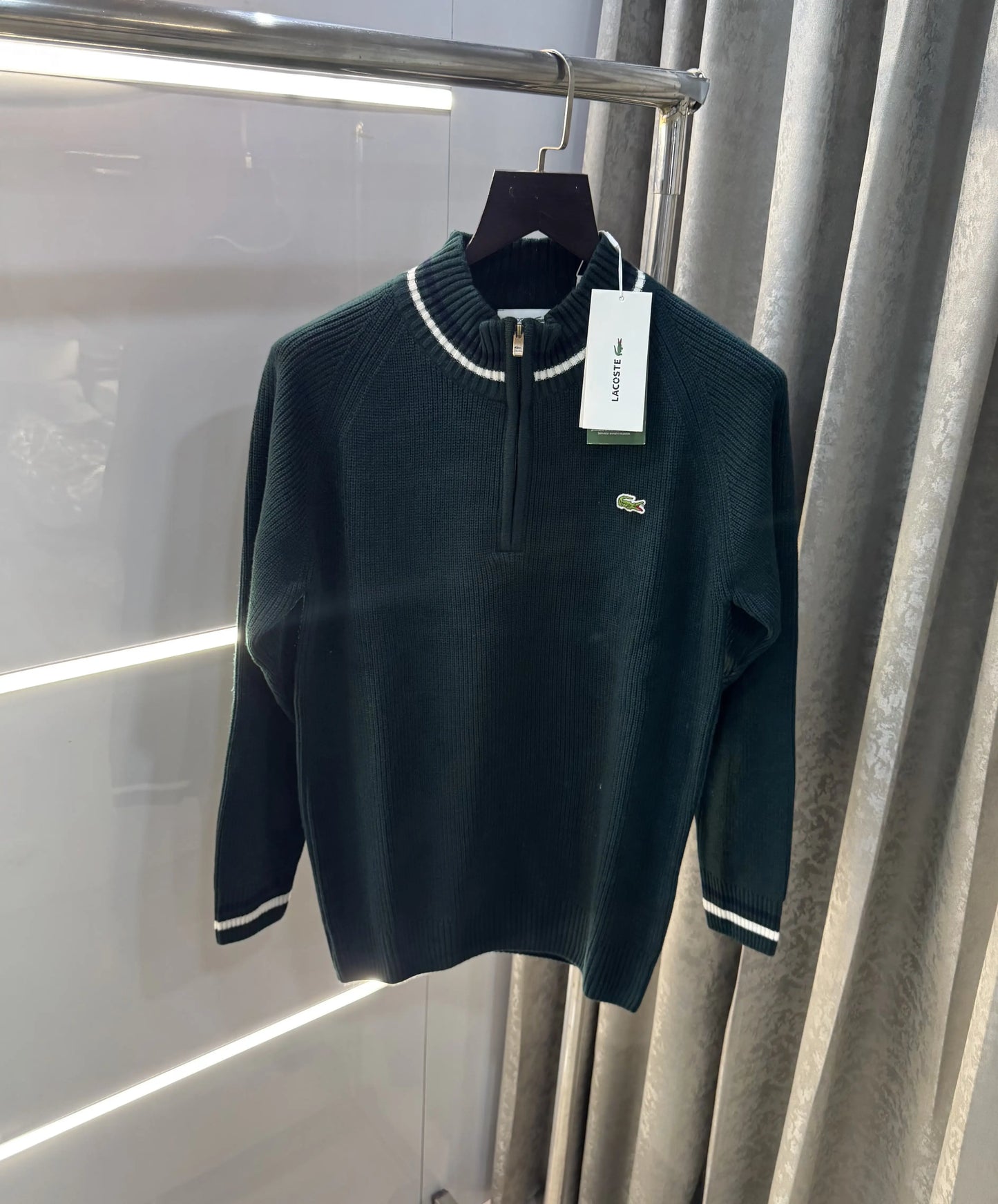 Lacost e Bottle Green Zip Imported Pull Over