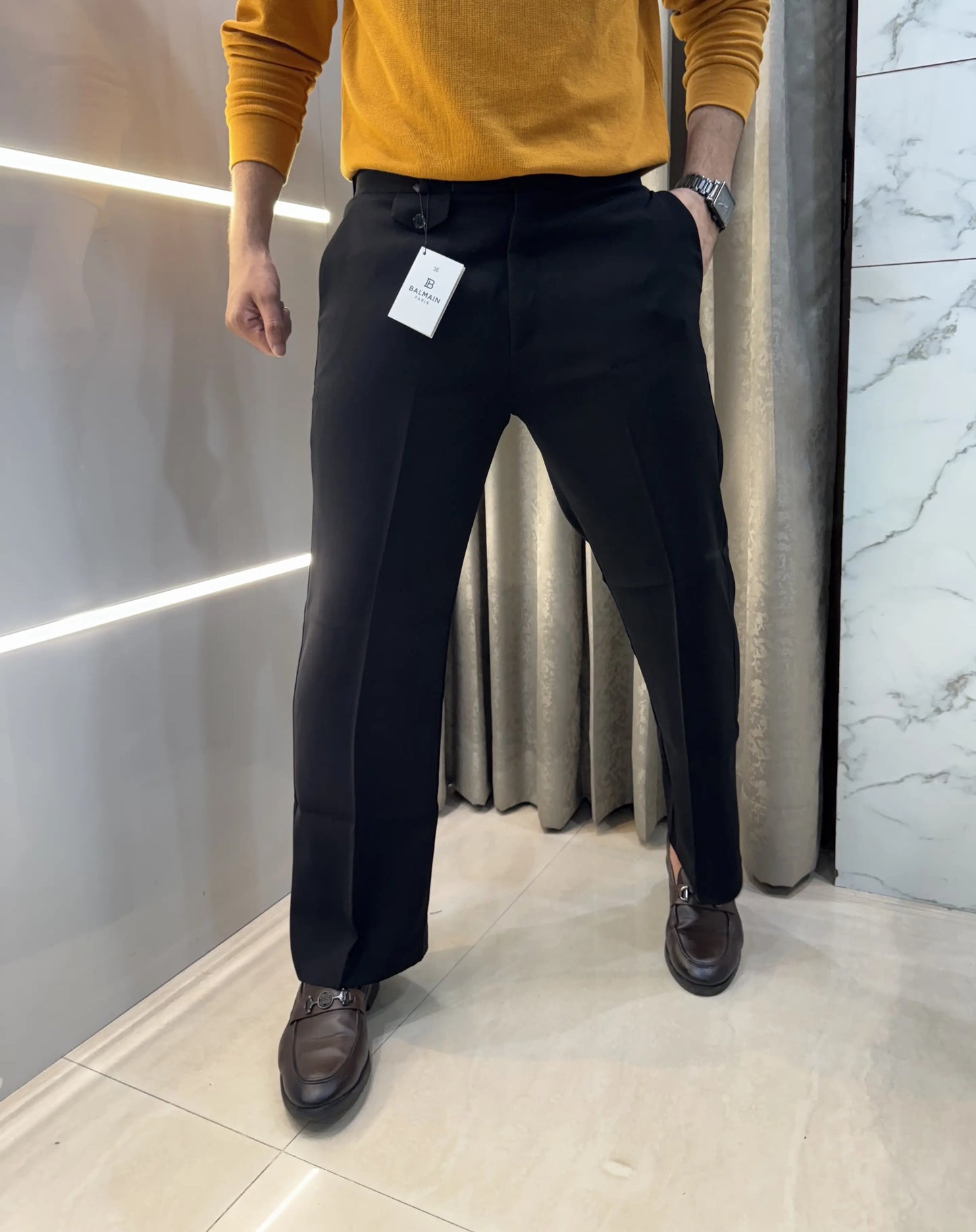 Balmai n Paris Jet Black Imported Boot Cut Trouser