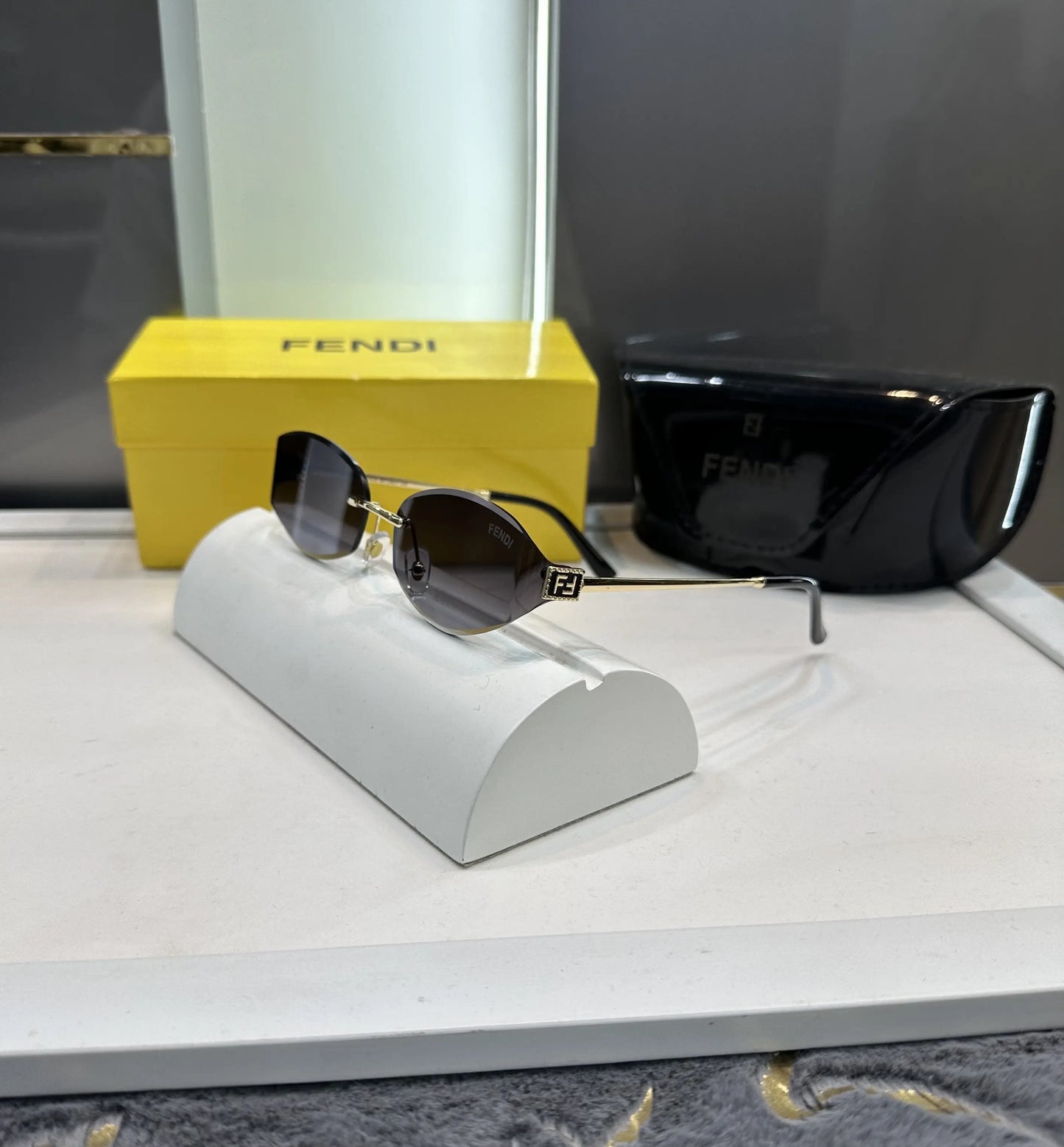 Fend i Gold Black Designer Premium Shades 8865