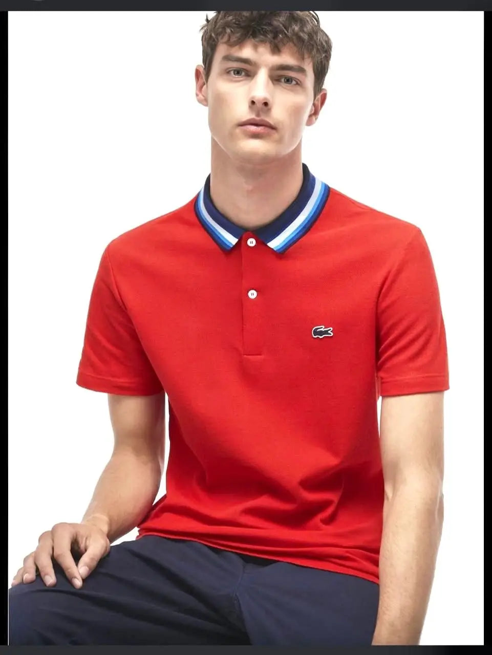 Lacost e Red Embroidery Logo Premium Polo T-Shirt