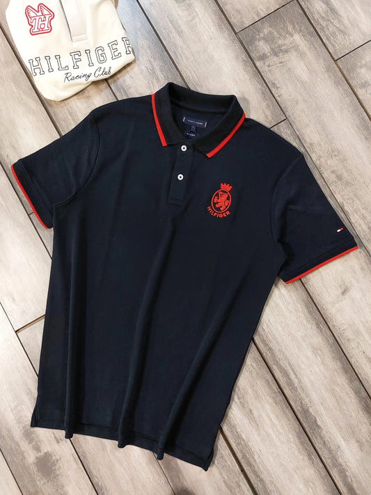 Tomm y  Hilfige r Navy Blue Logo Work Premium Polo T-Shirt