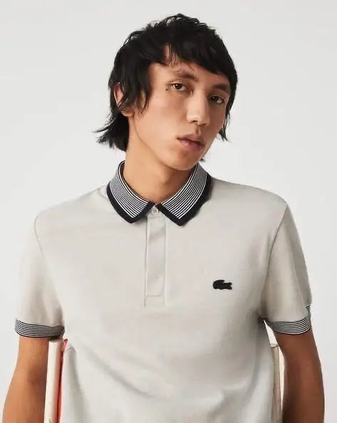 Lacost e Cream Embroidery Logo Premium Polo T-Shirt