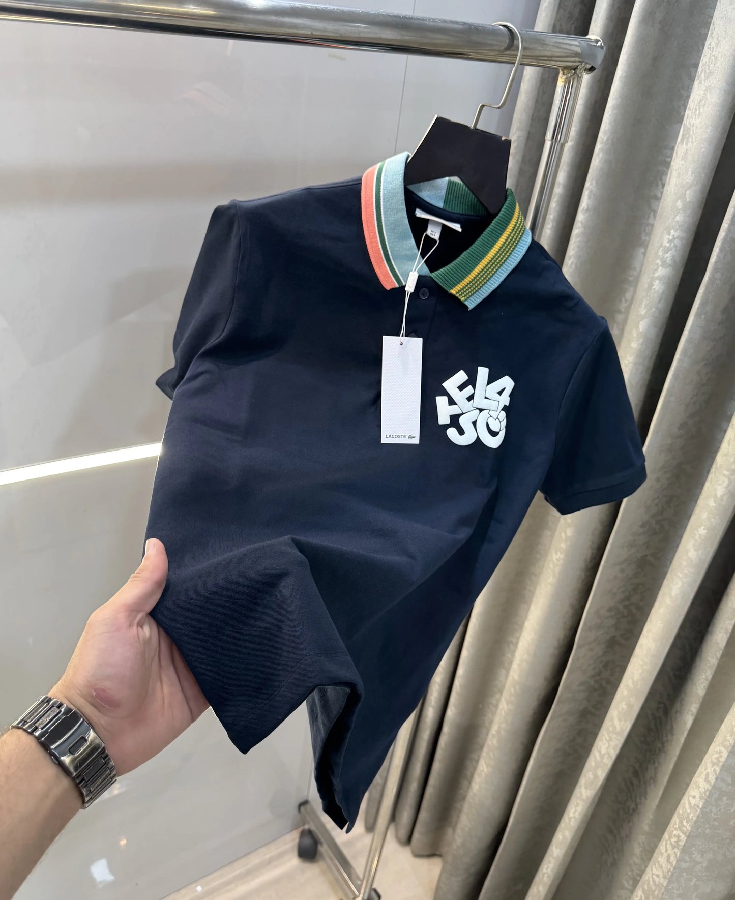 Lacost e Navy Blue Embroidery Logo Premium Polo T-Shirt