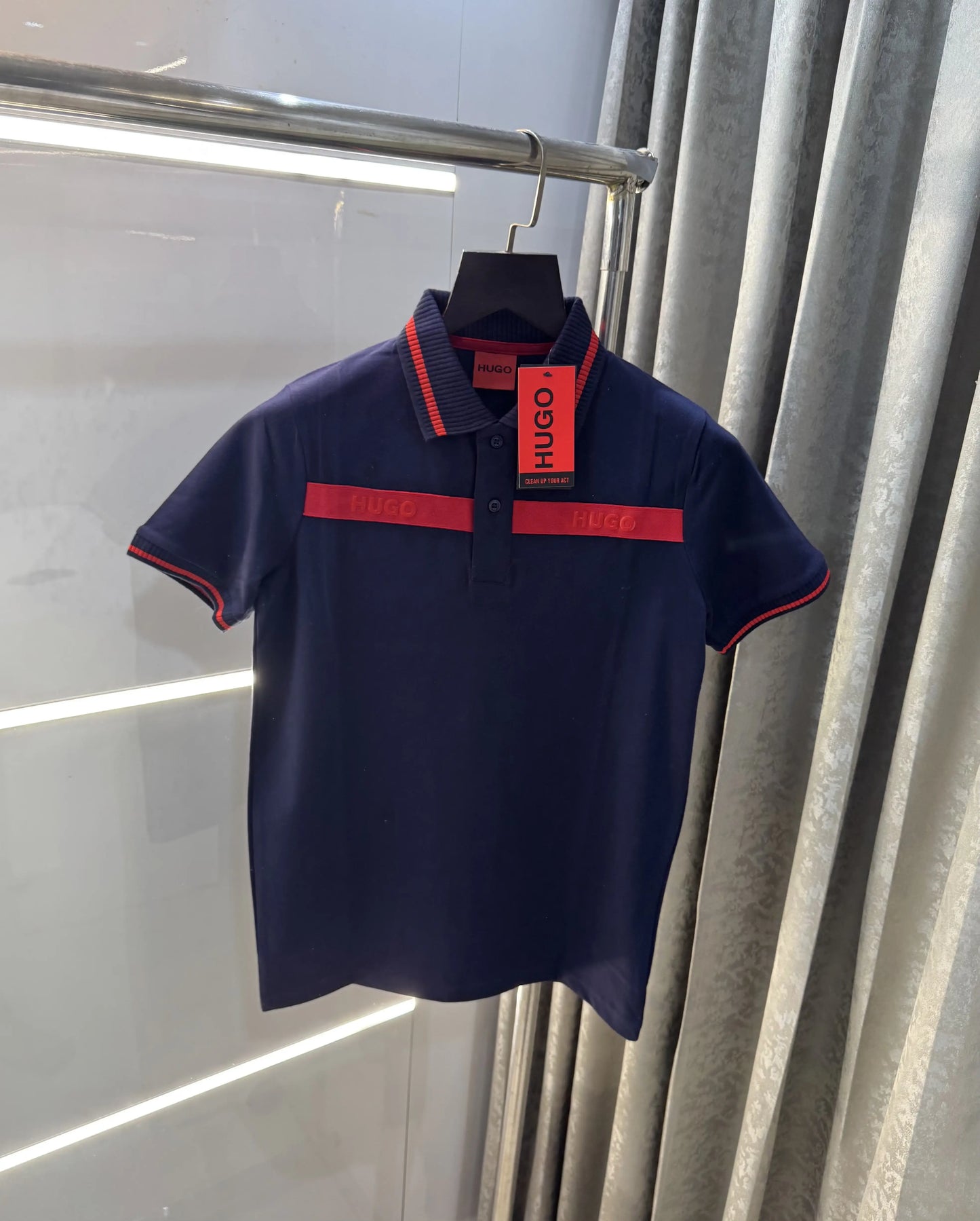 Hugo  Boss Navy Blue Logo Work Premium Polo T-Shirt