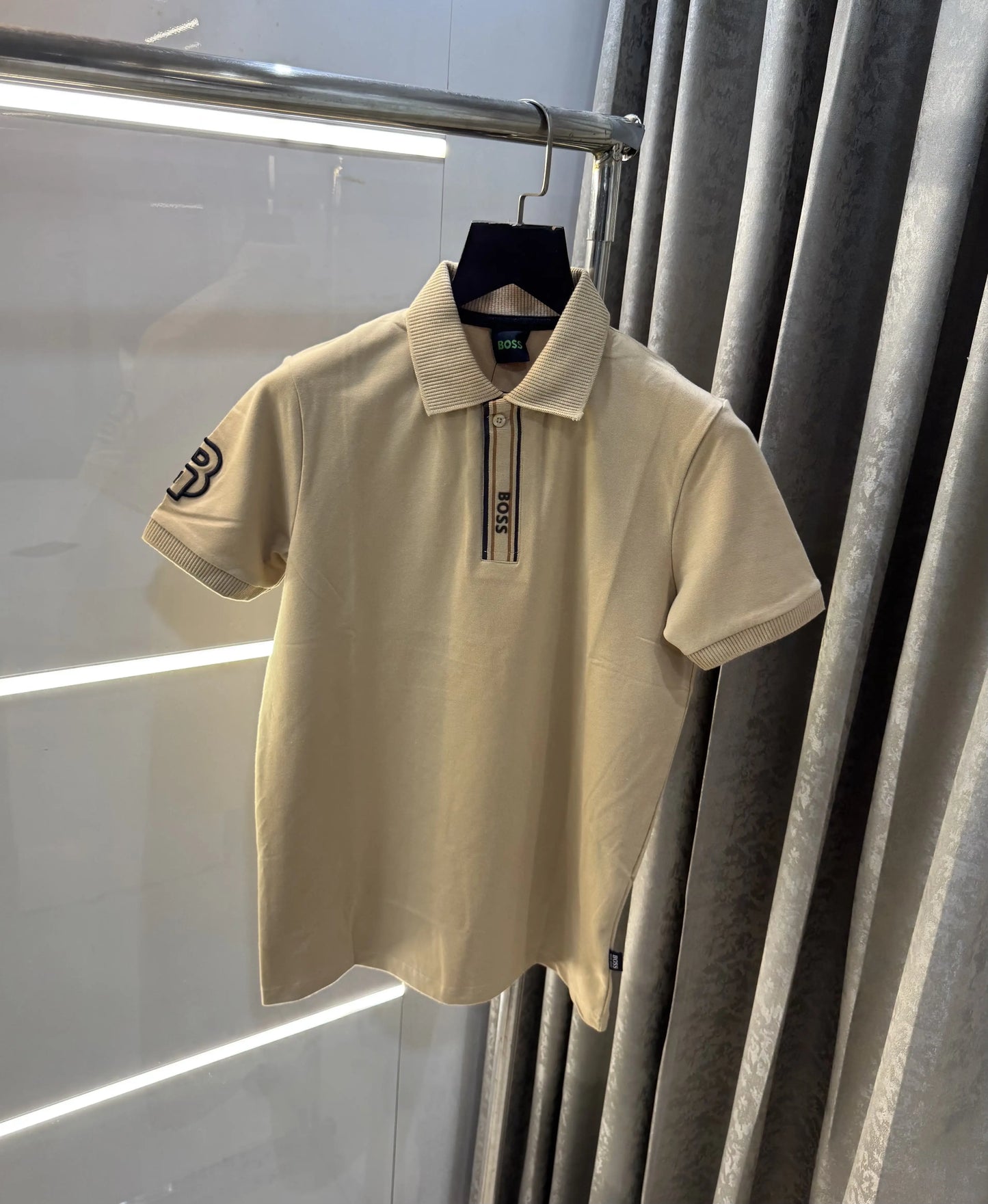 Hugo  Boss Beige Logo Work Premium Polo T-Shirt