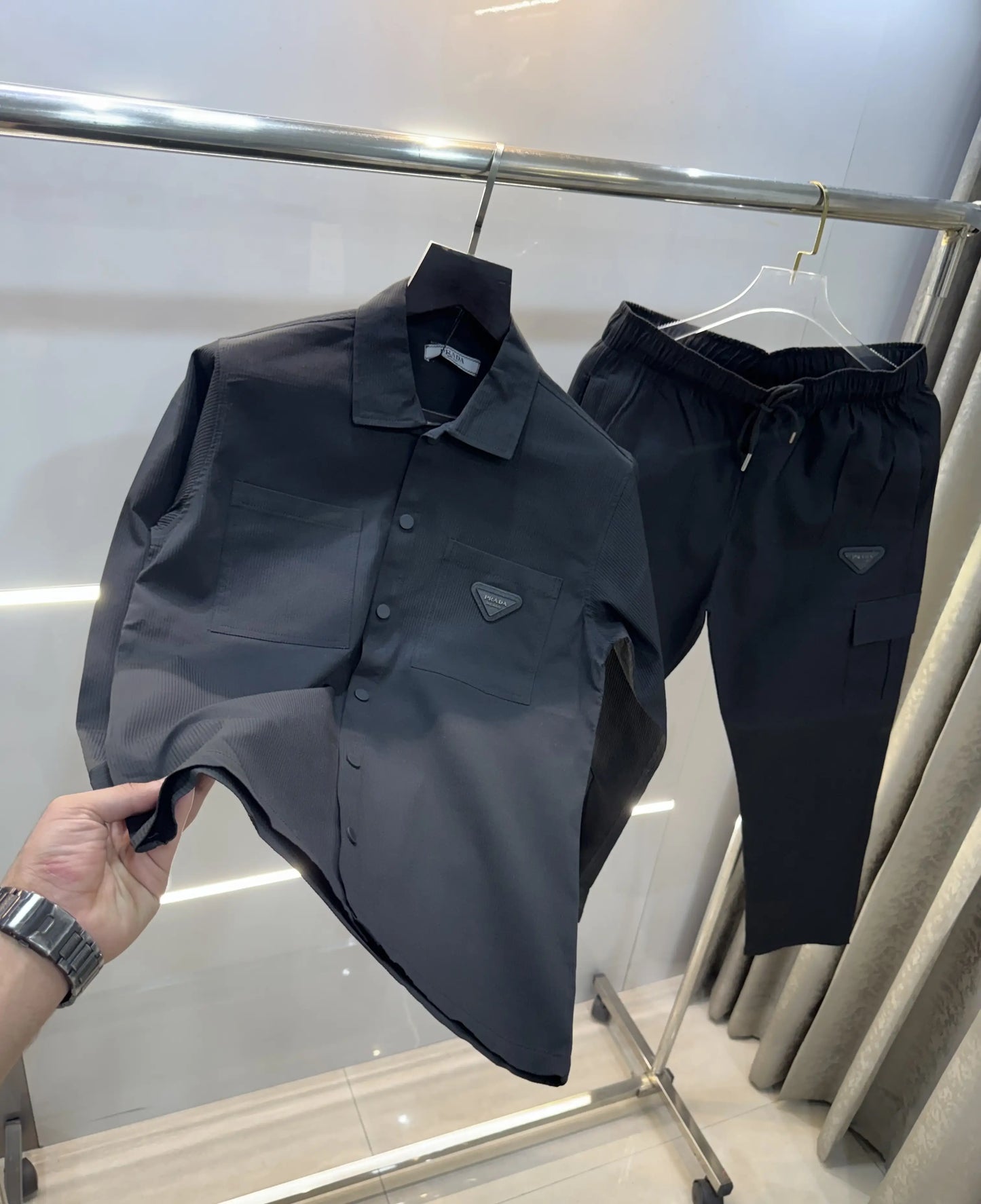 Prad a Milano Black Metal Logo Premium Tracksuit