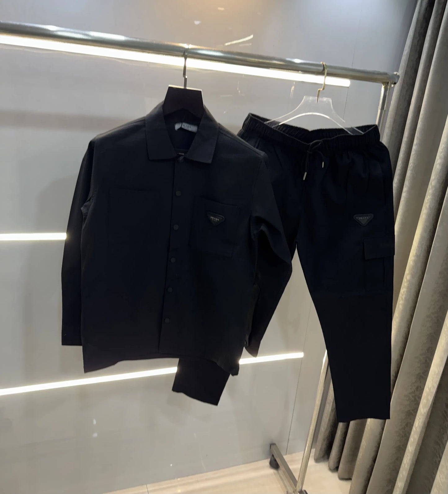 Prad a Milano Black Metal Logo Premium Tracksuit