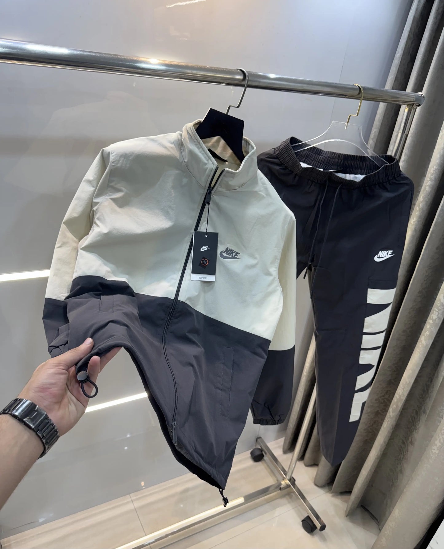 Nike Beige Grey Logo Work Premium Tracksuit