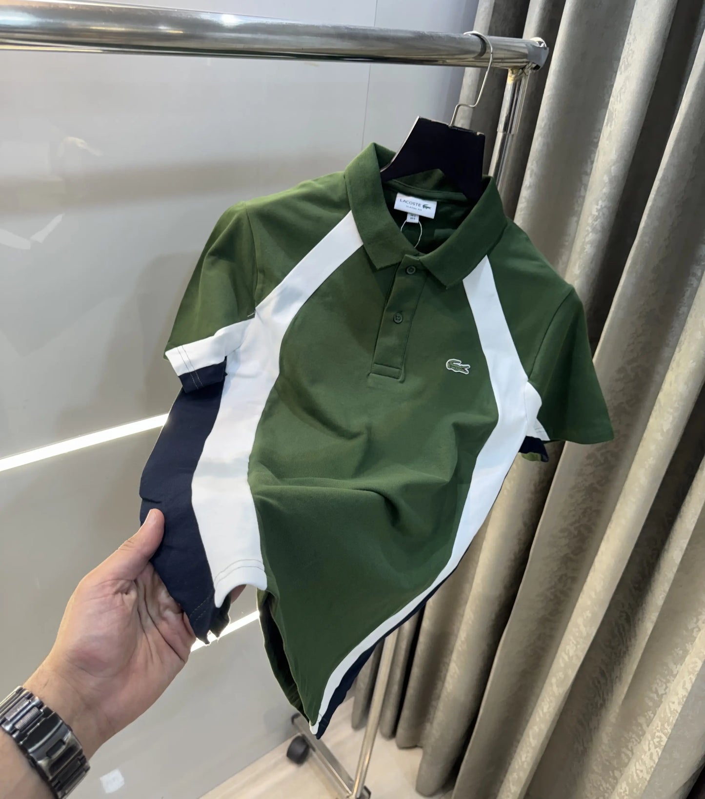 Lacost e Green Embroidery Logo Premium Polo T-Shirt