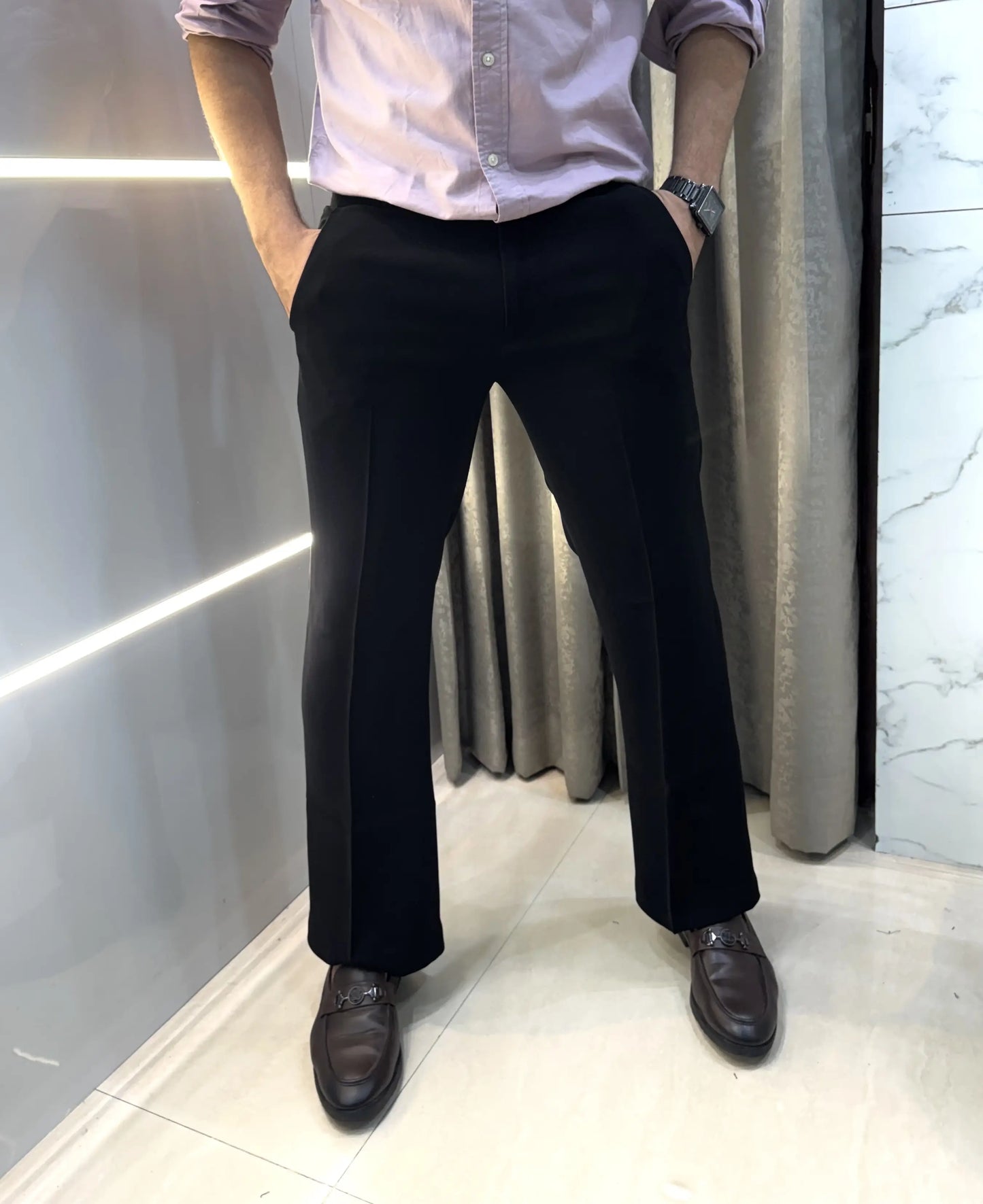 Ralp h  Lauren Jet Black Imported Boot Cut Trouser