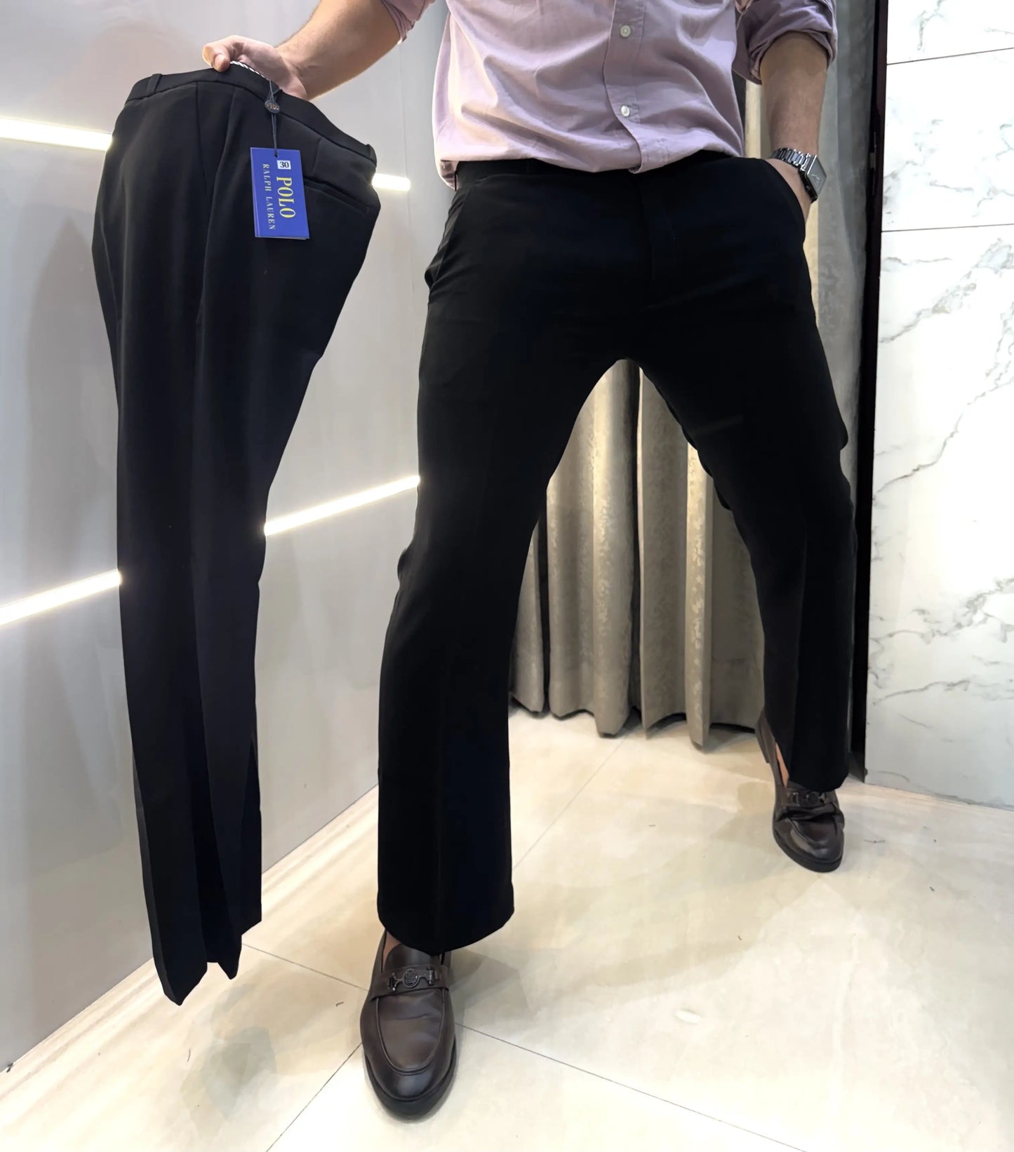 Ralp h  Lauren Jet Black Imported Boot Cut Trouser