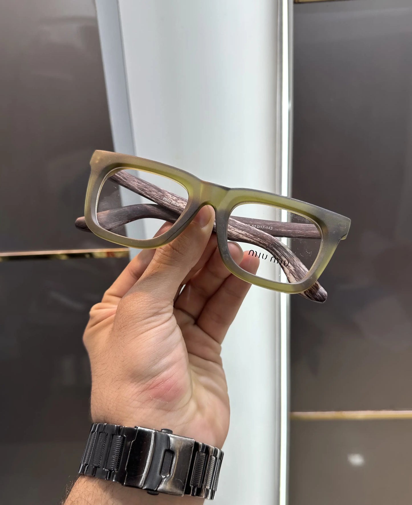 Miu Miu Green Wooden Premium Glasses 5189