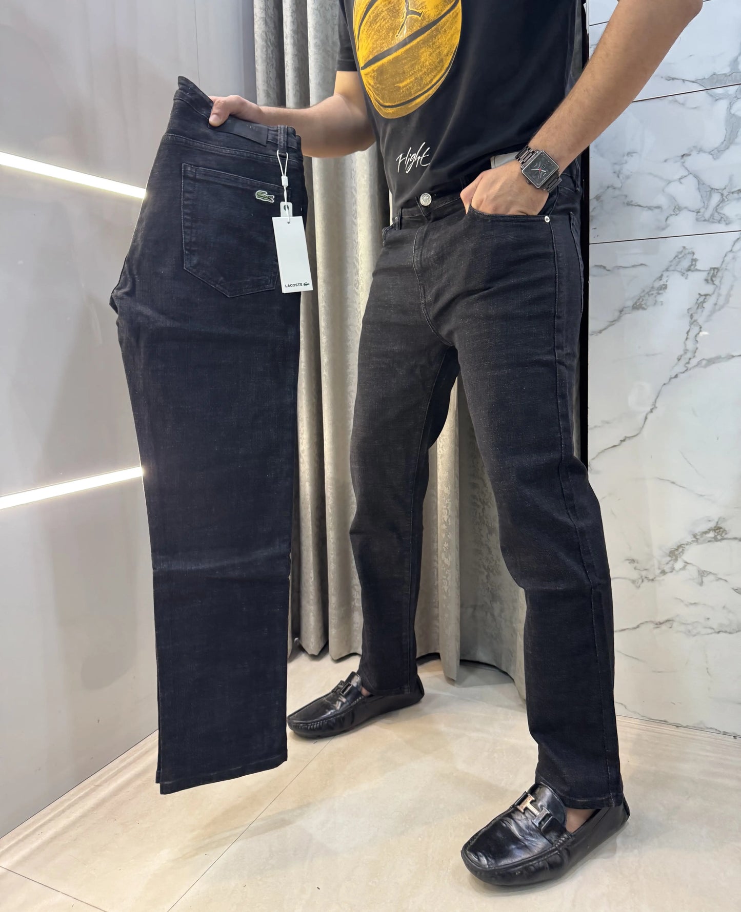 Lacost e Carbon Black Imported Hyperflex.. Denim