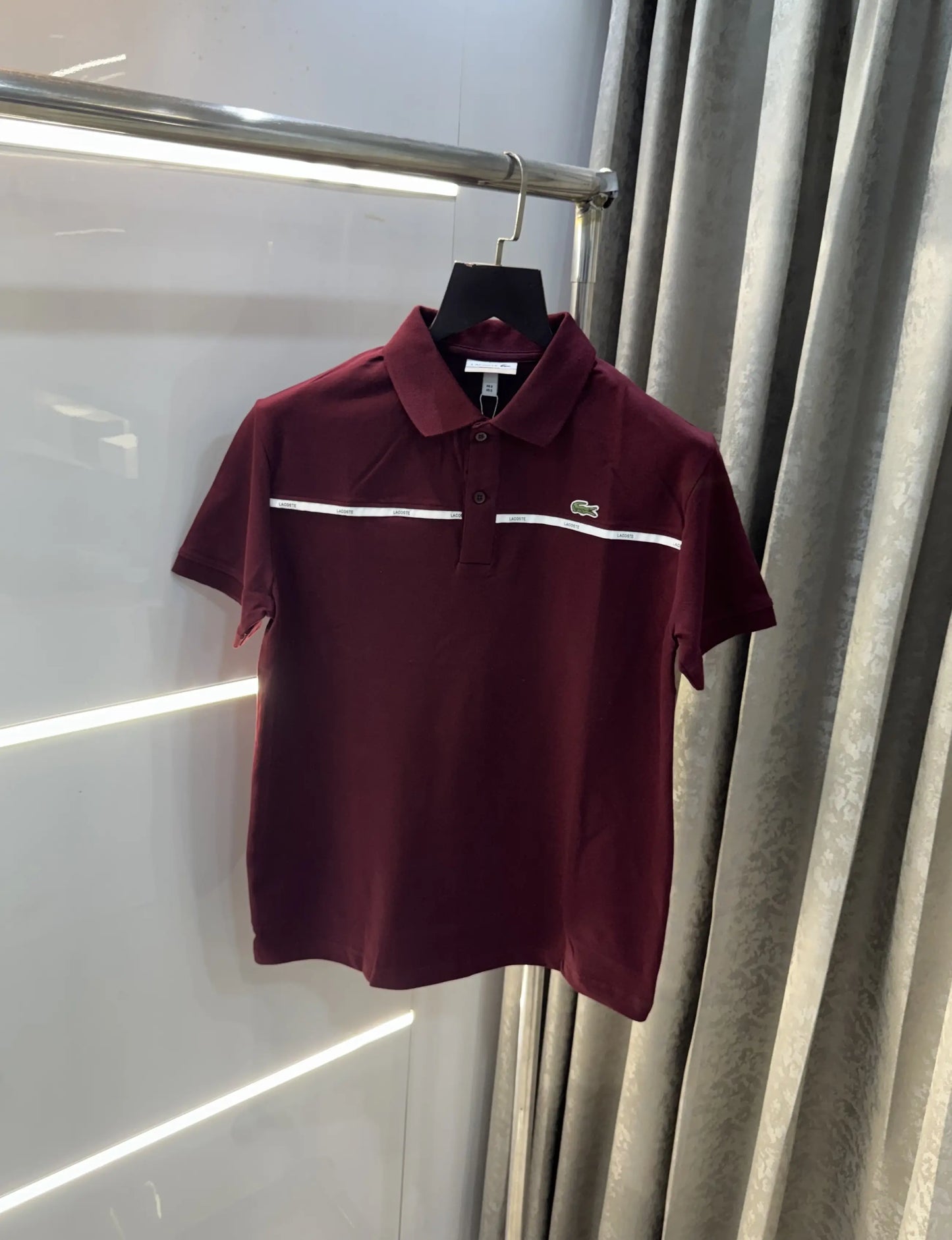 Lacost e Wine Embroidery Logo Premium Polo T-Shirt