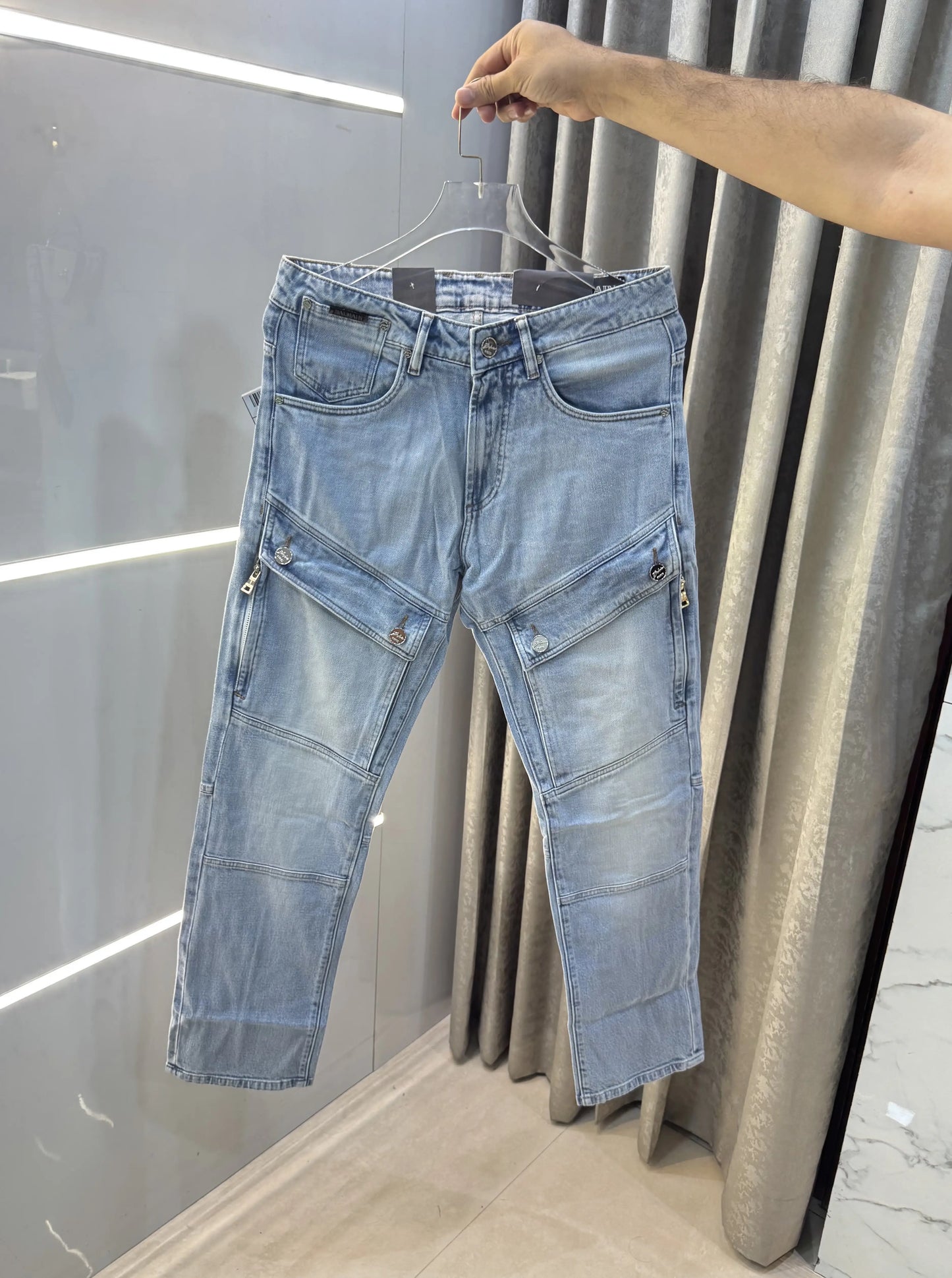 Balmain Paris Sky Blue Imported Rider Denim