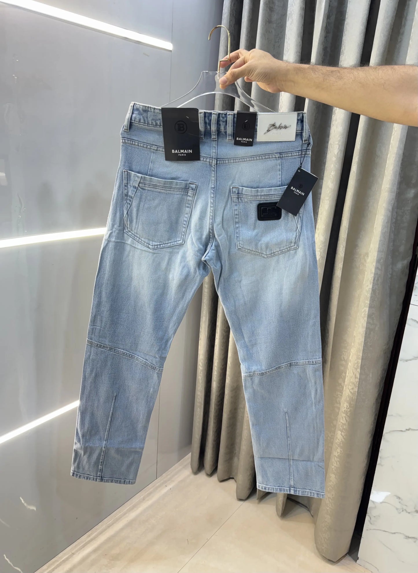 Balmain Paris Sky Blue Imported Rider Denim