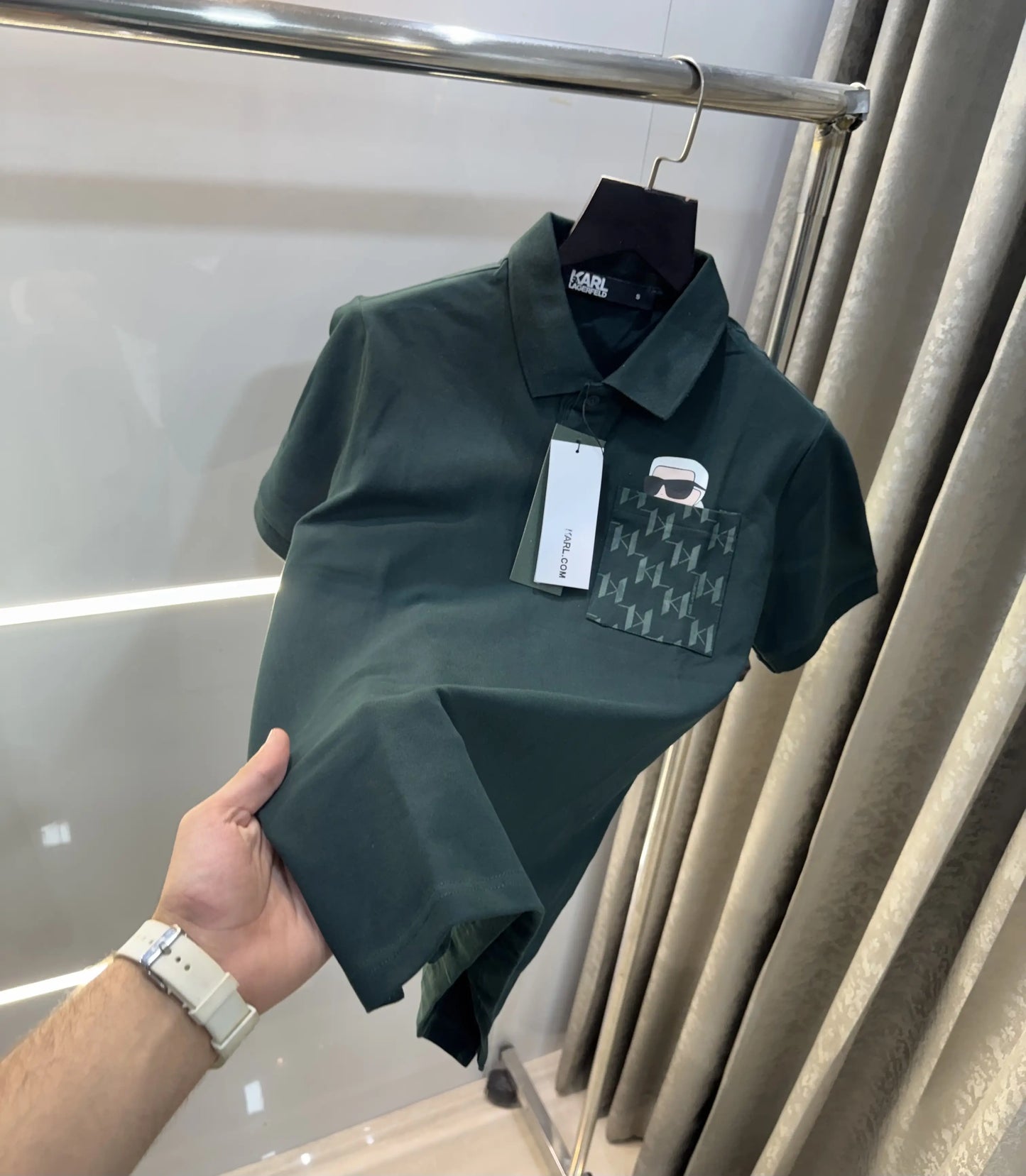 Karl Lagerfled Bottle Green Imported Polo T-Shirt