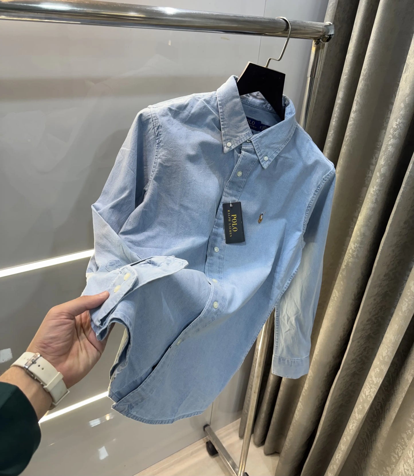 Ralp.h  Laure.n Sky Blue denim shirt Embroidery Logo