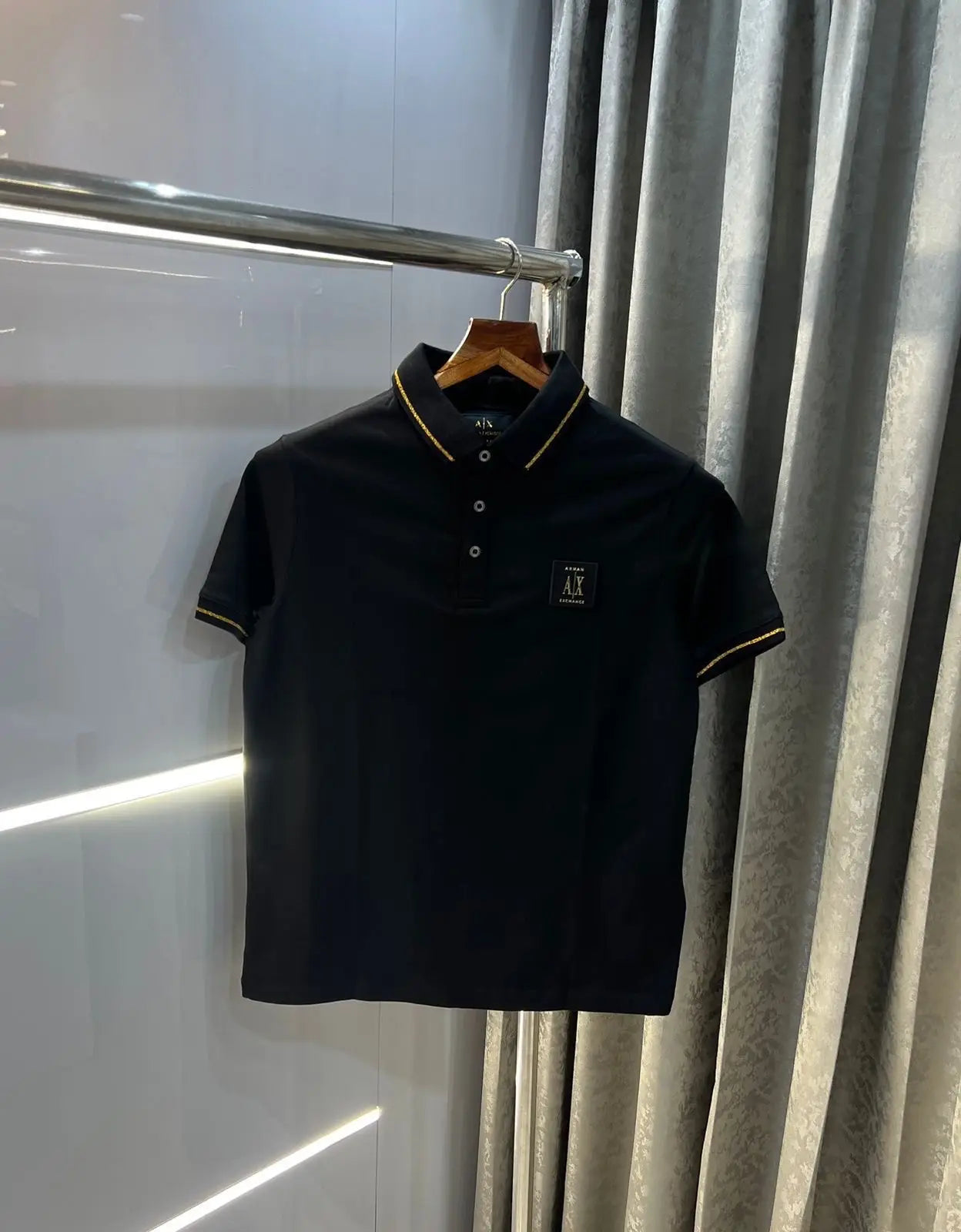 Arman i Exchange Black Patch Logo Premium Polo T-Shirt