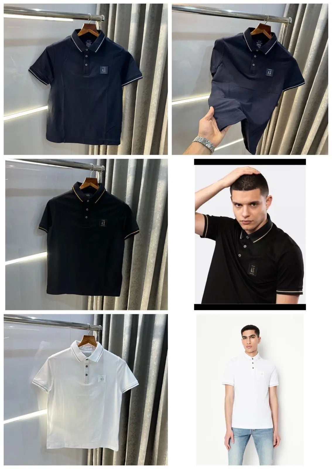 Arman i Exchange Black Patch Logo Premium Polo T-Shirt